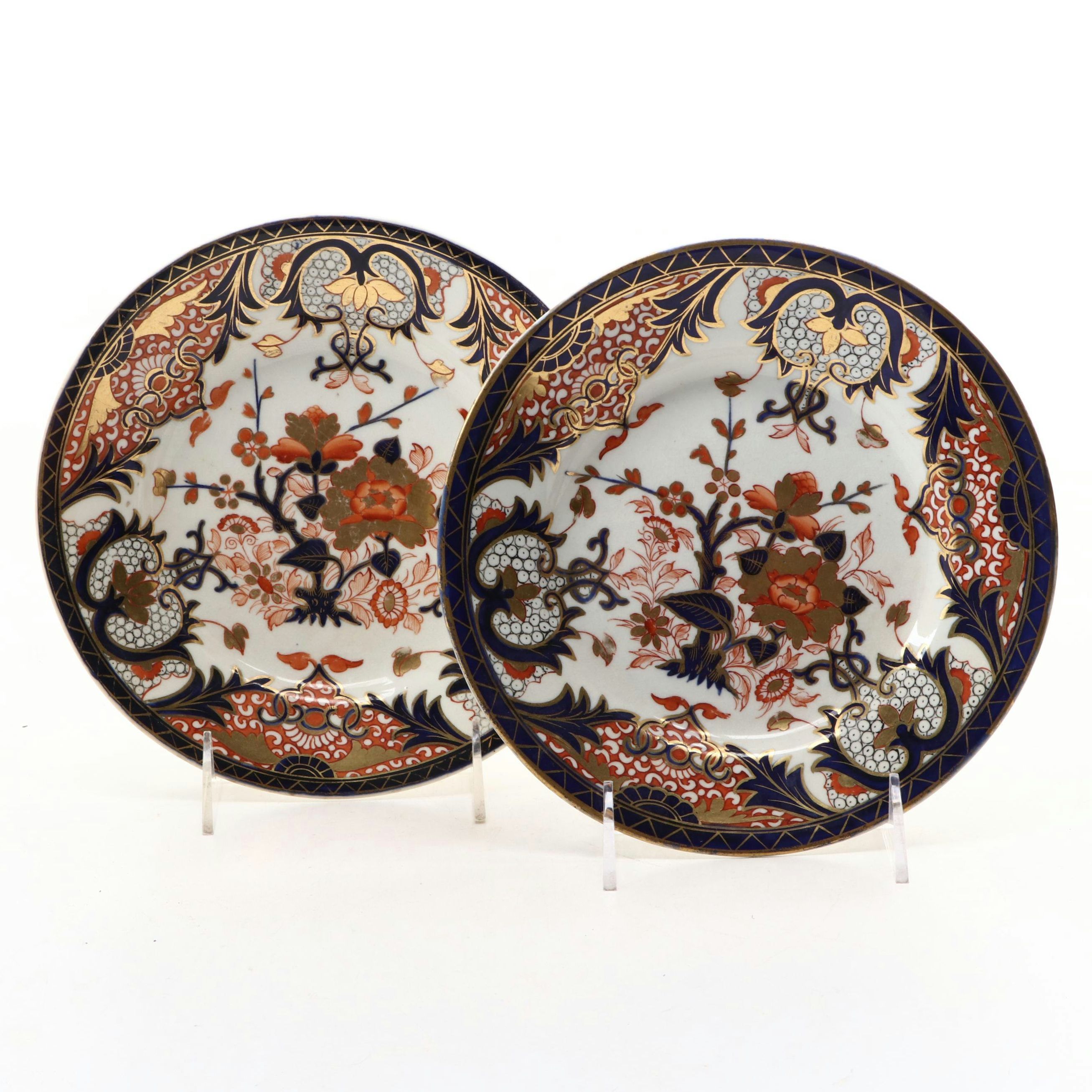 Royal Crown Derby Bone China "King's Pattern" Imari Style Plates, Early 19th C.