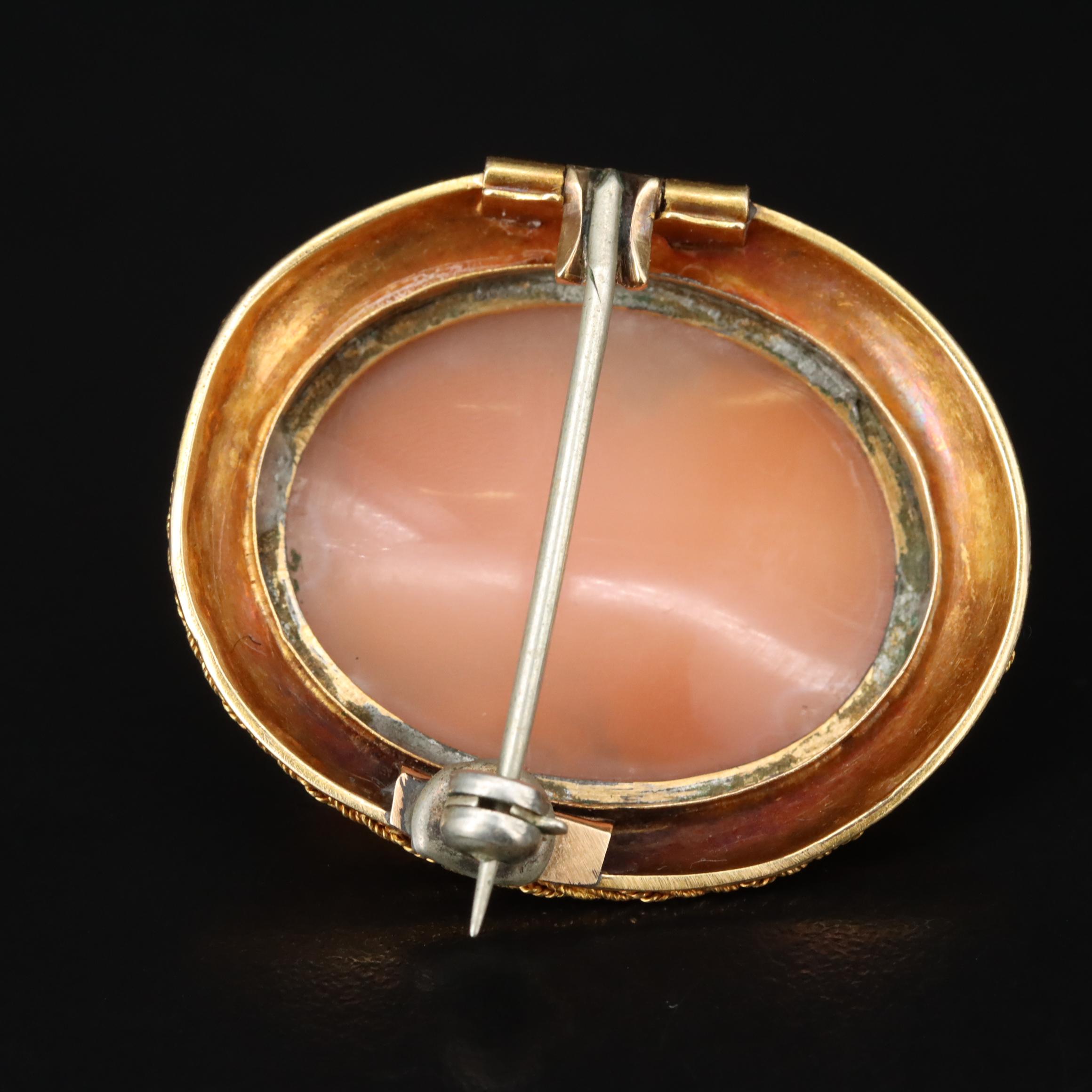 Papal State Victorian Grand Tour 22K Dionysus High Relief Cameo Brooch