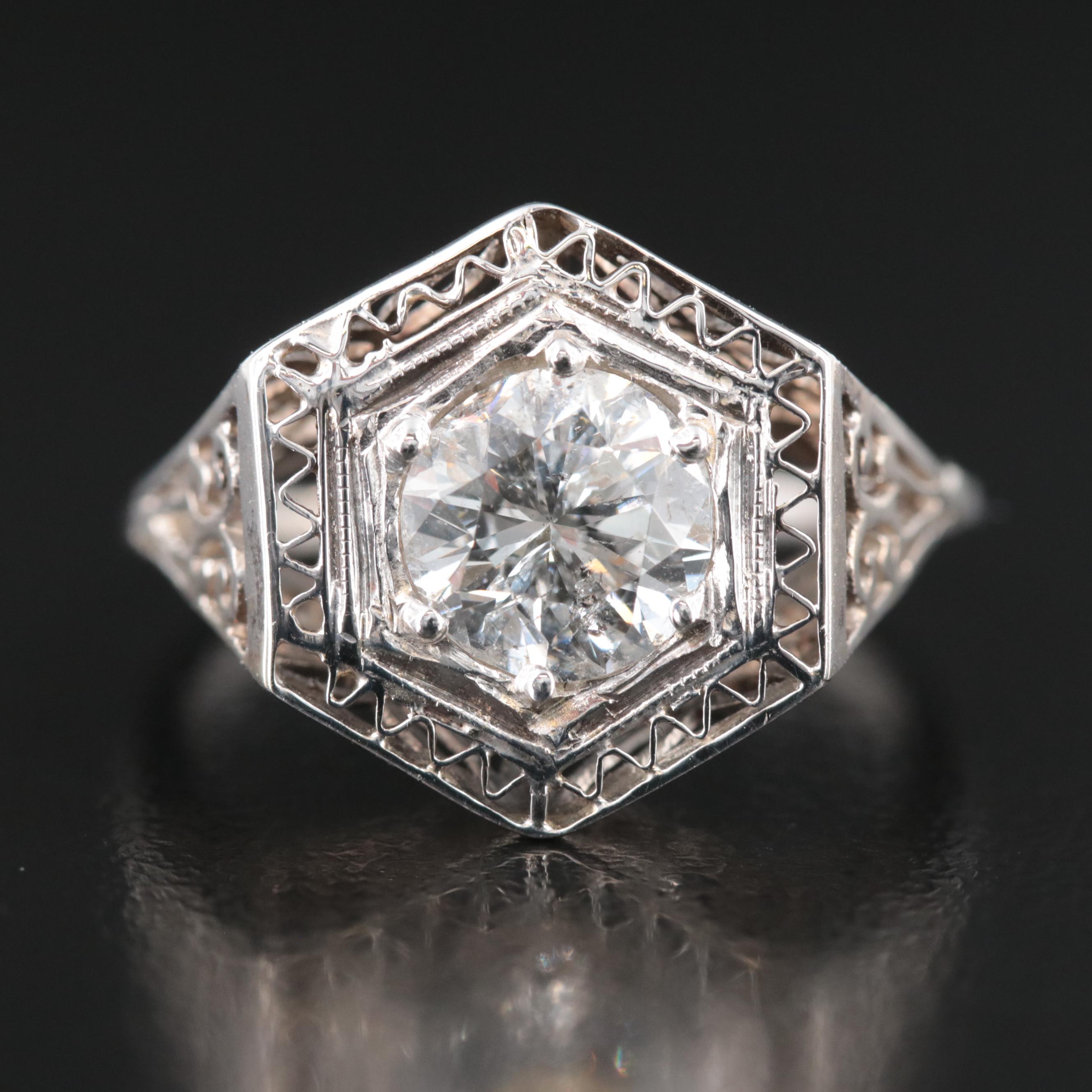 Art Deco 14K 1.16 CT Diamond Ring