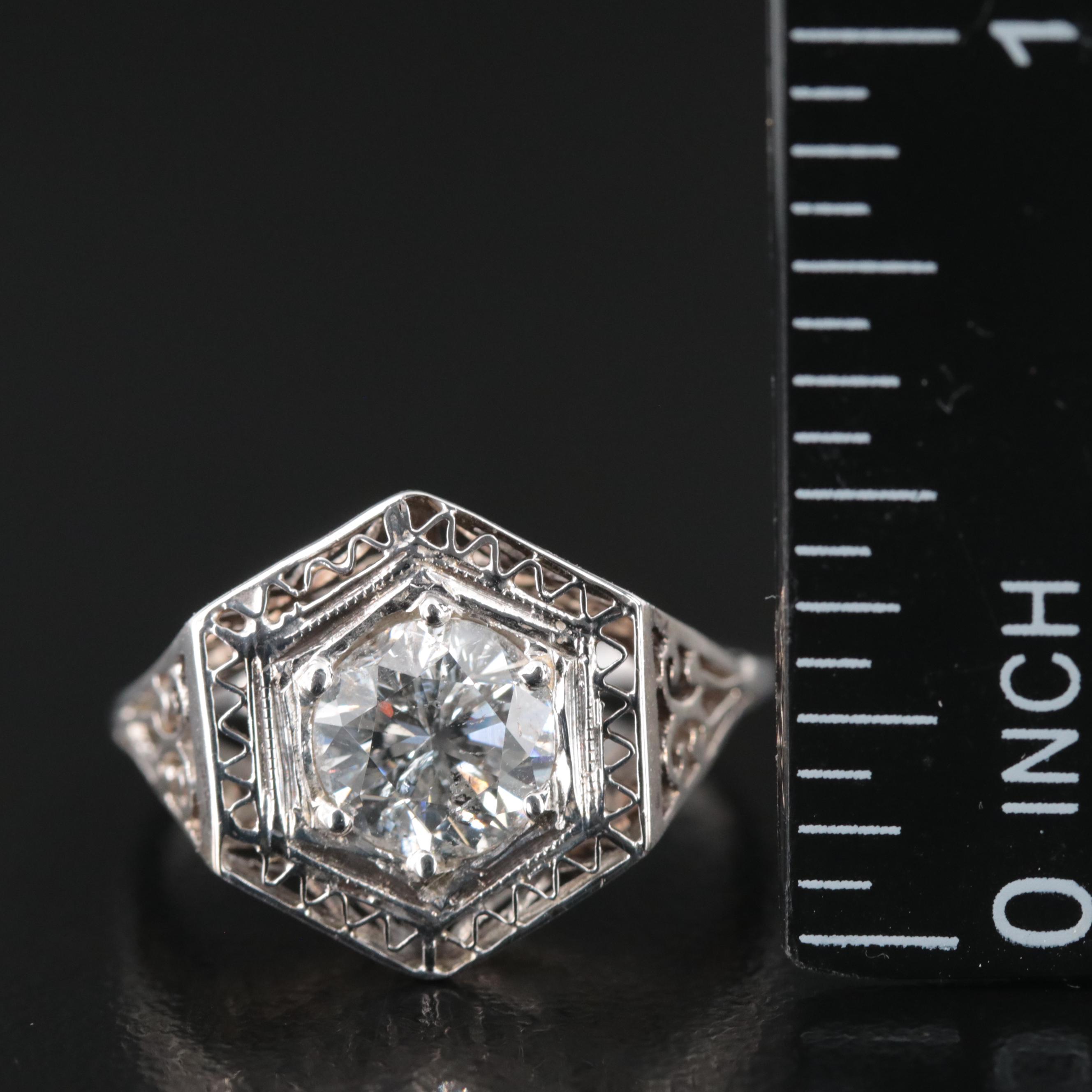 Art Deco 14K 1.16 CT Diamond Ring