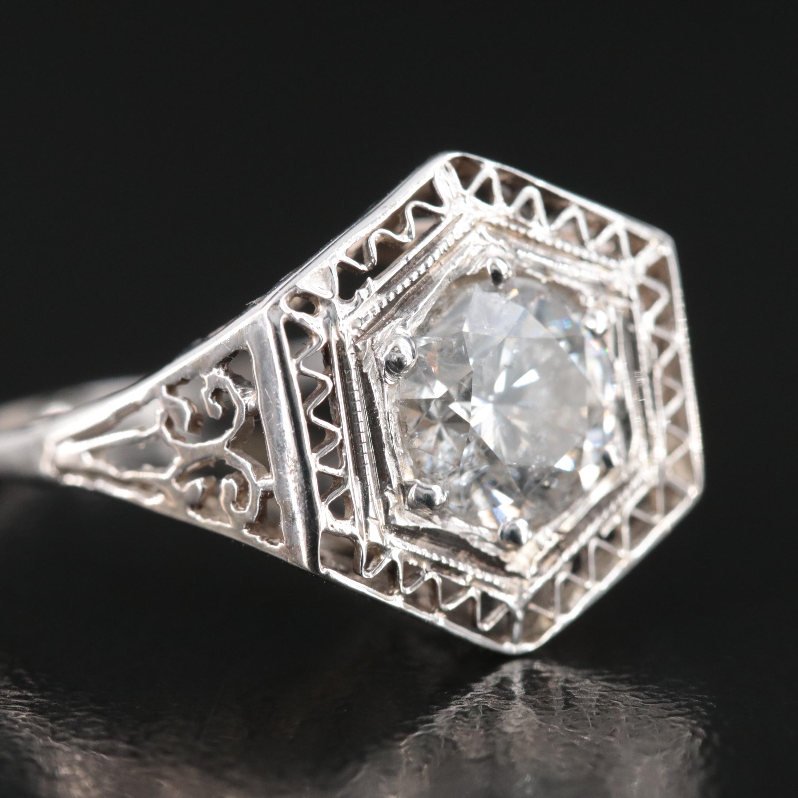 Art Deco 14K 1.16 CT Diamond Ring
