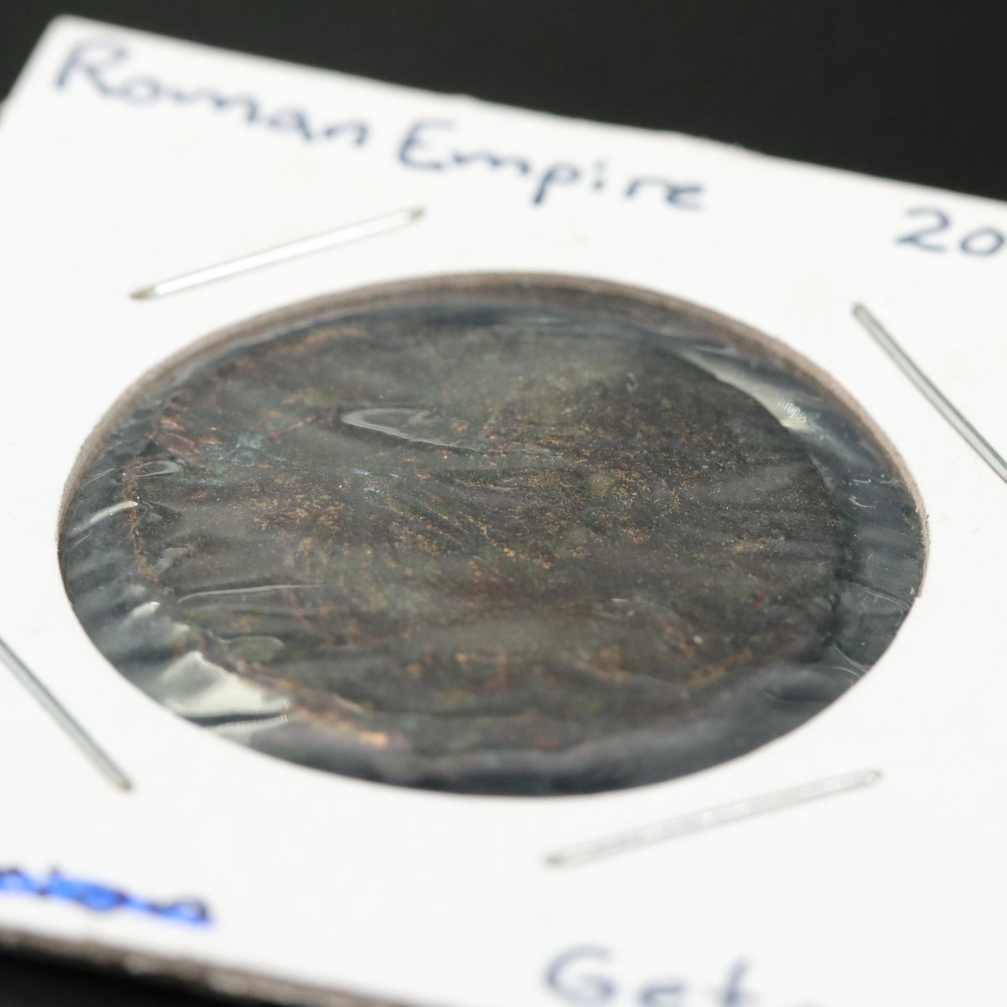 Ancient Roman Imperial Follis Coin of Geta, ca. 209 A.D.