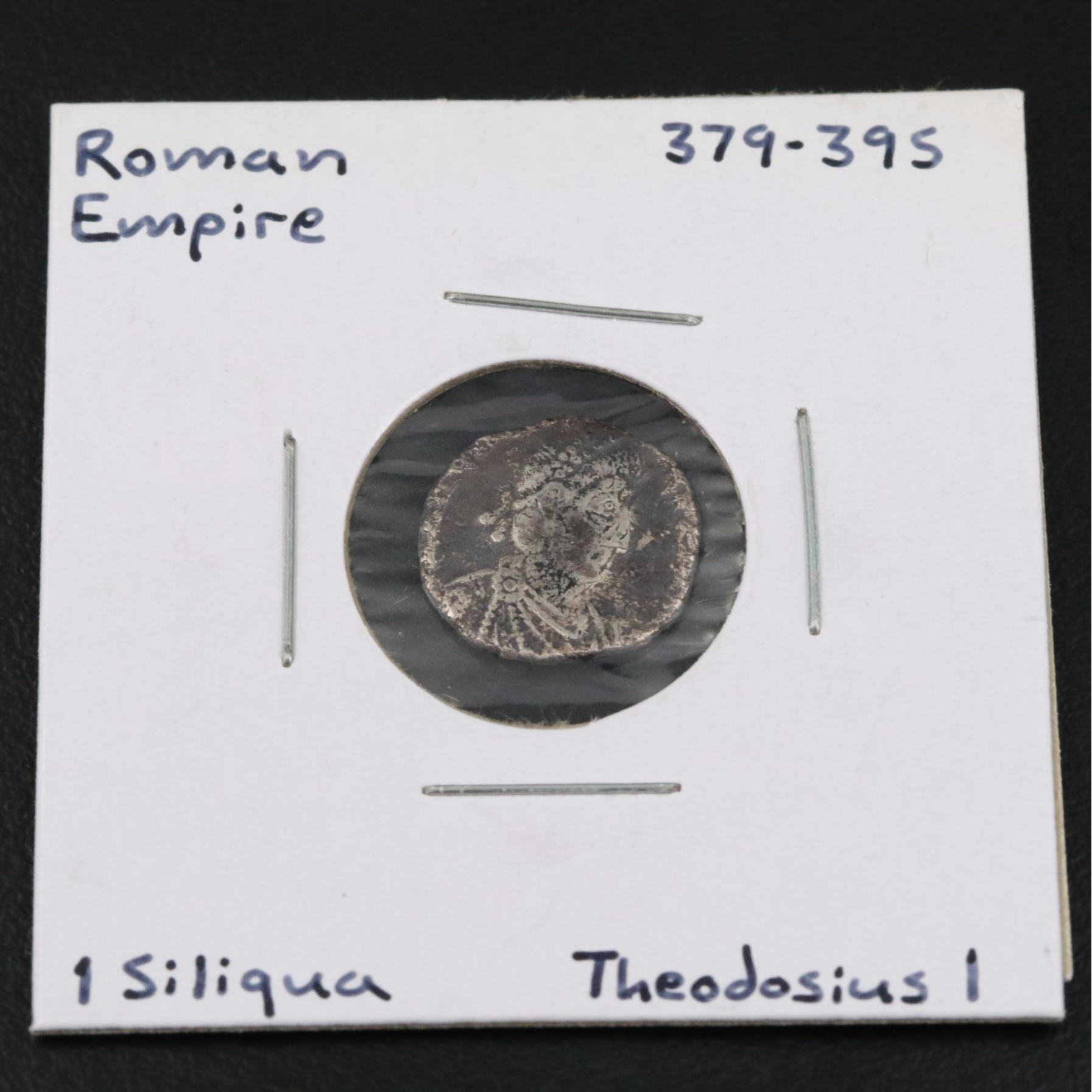 Ancient Roman Imperial AR Siliqua Coin of Theodosius I, ca. 379 A.D.
