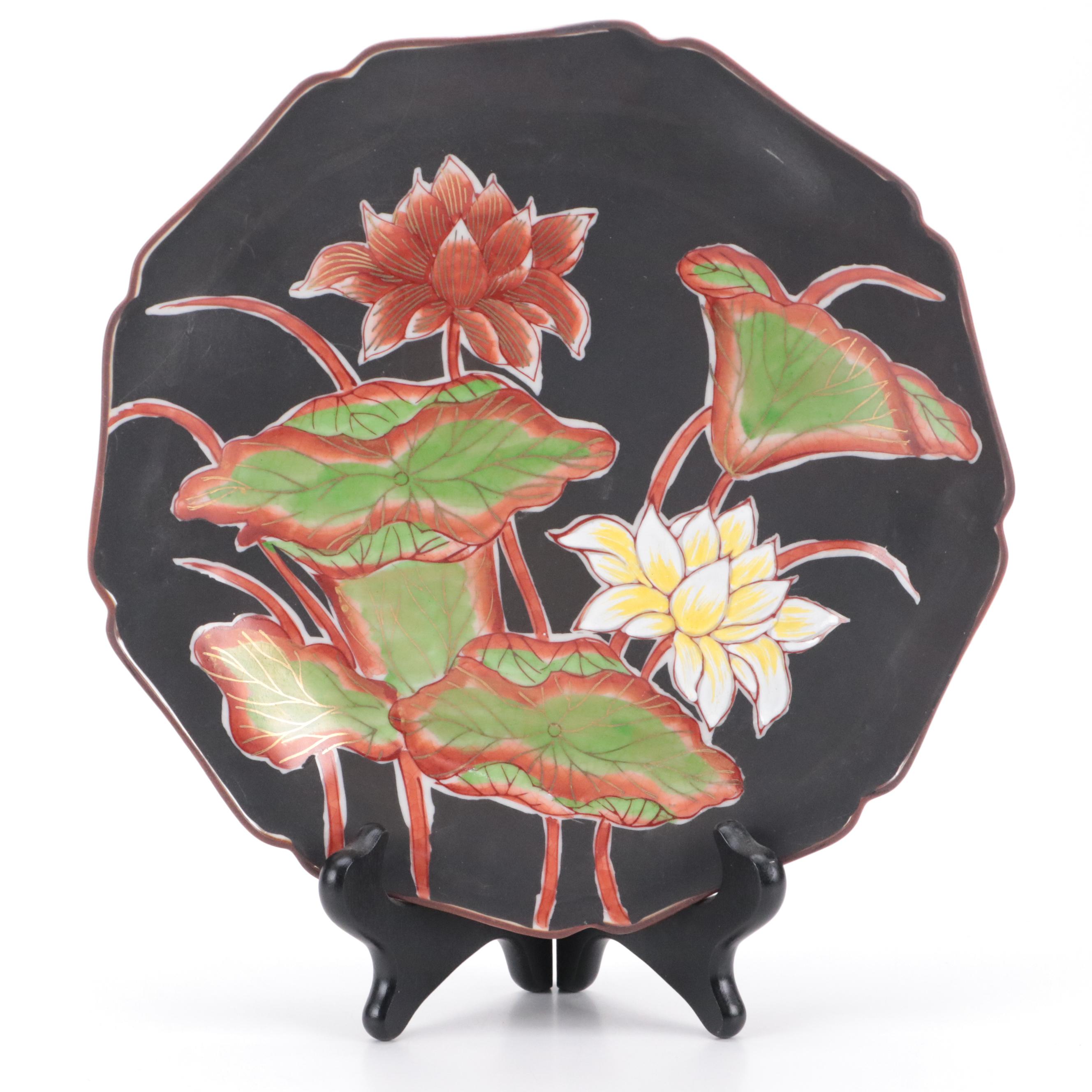 Namaskar Mudra Pose Ceramic Buddha with Hand Glazed Japanese Porcelain Plate