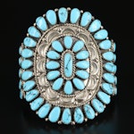 Tom Billy Navajo Signed Sterling Faux Turquoise Cuff
