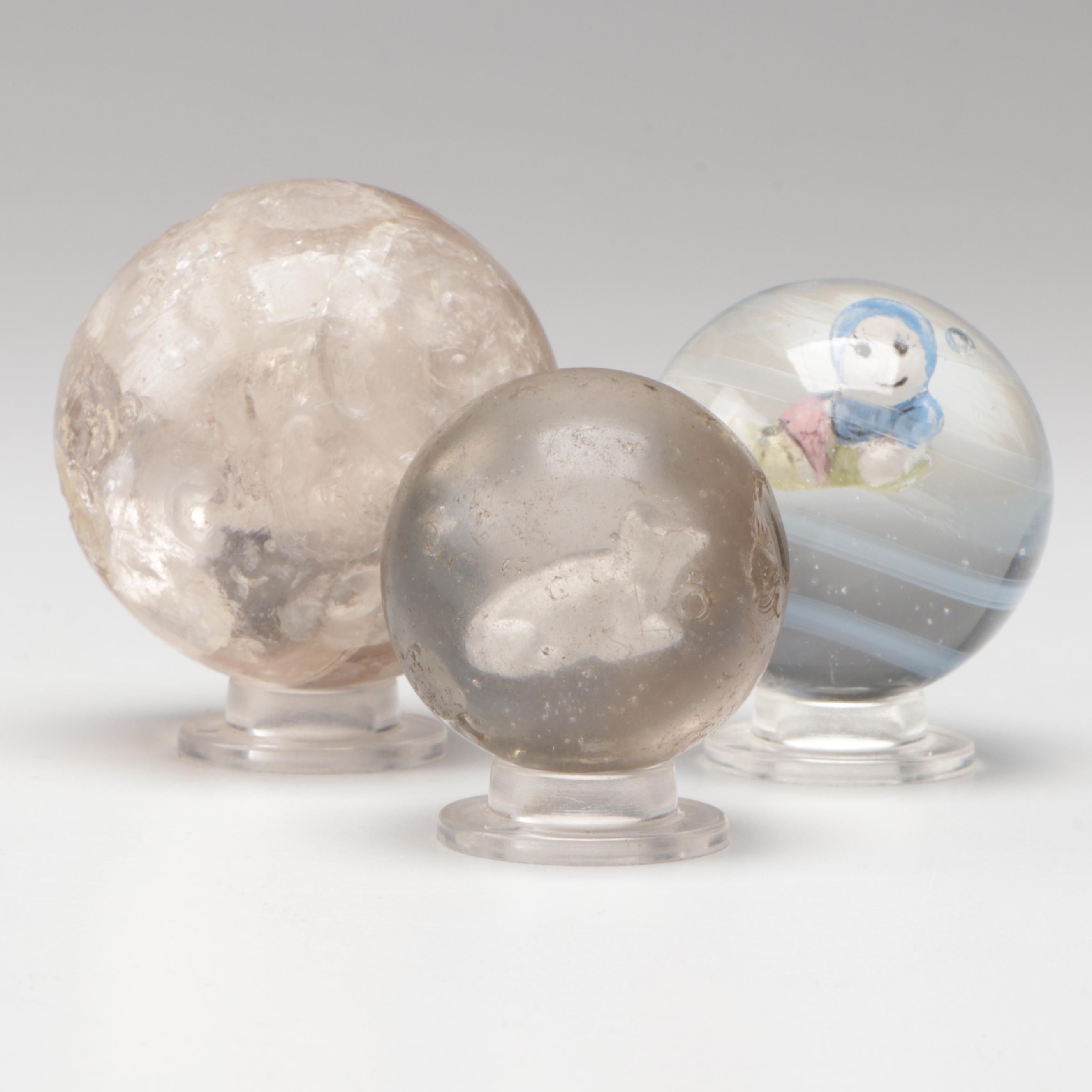 Vintage Glass Marbles Including Sulphide Types