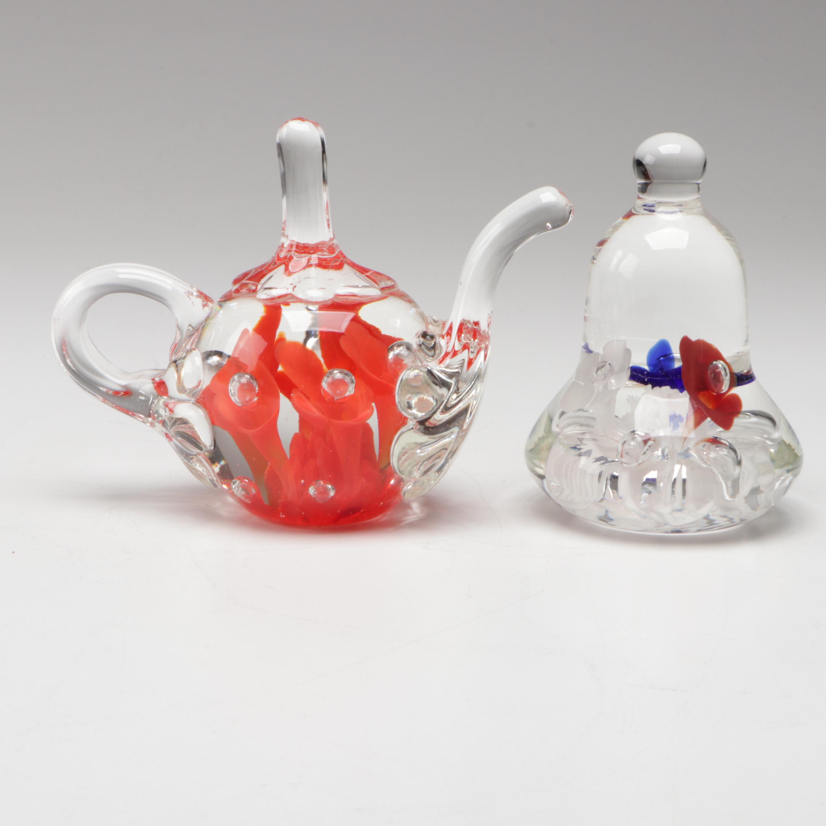 Joe Rice, Joe St. Clair, and Other Art Glass Paperweight with Joe Zimmerman Vase