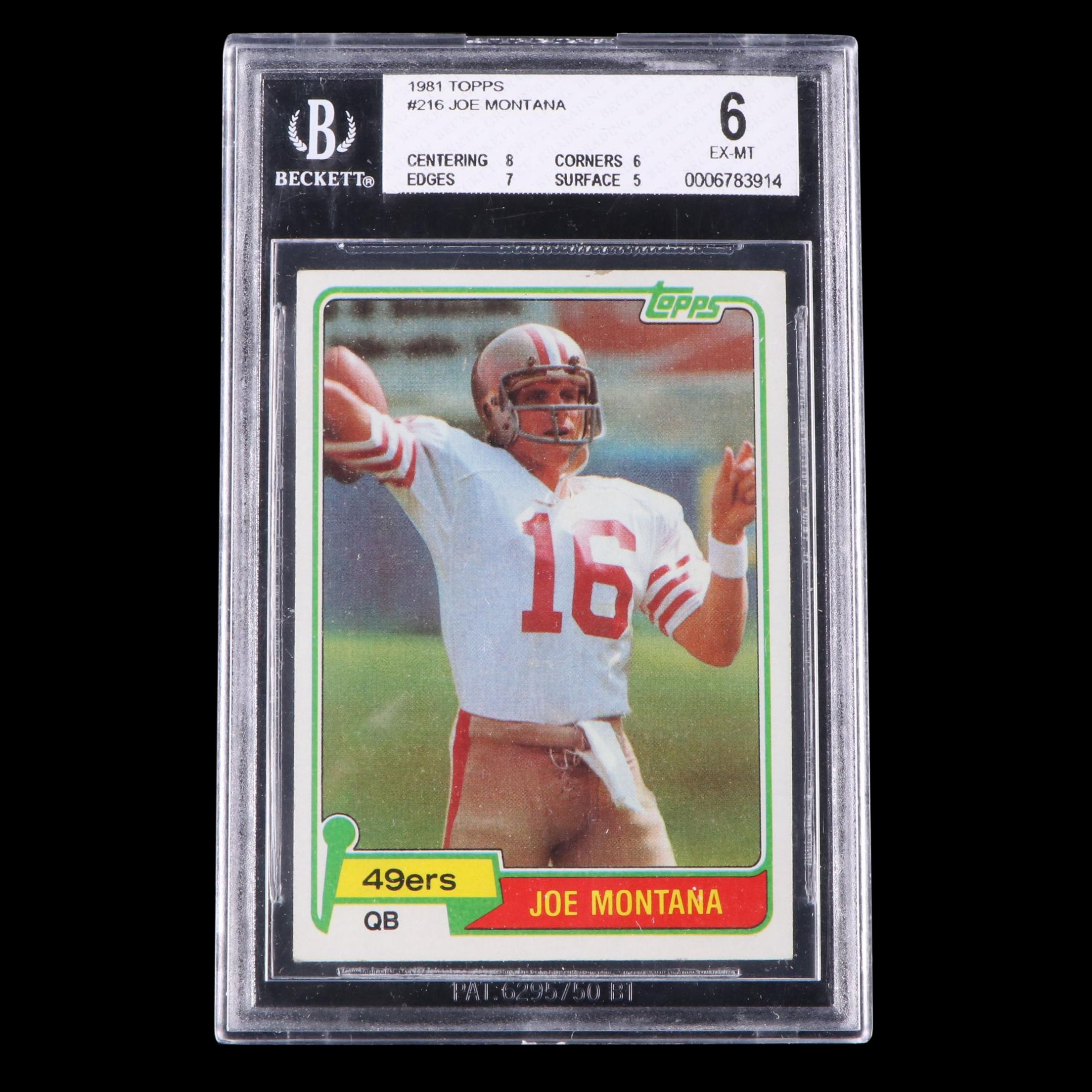 1981 Topps Joe Montana Rookie Card Graded Beckett BGS 6 EX-MT
