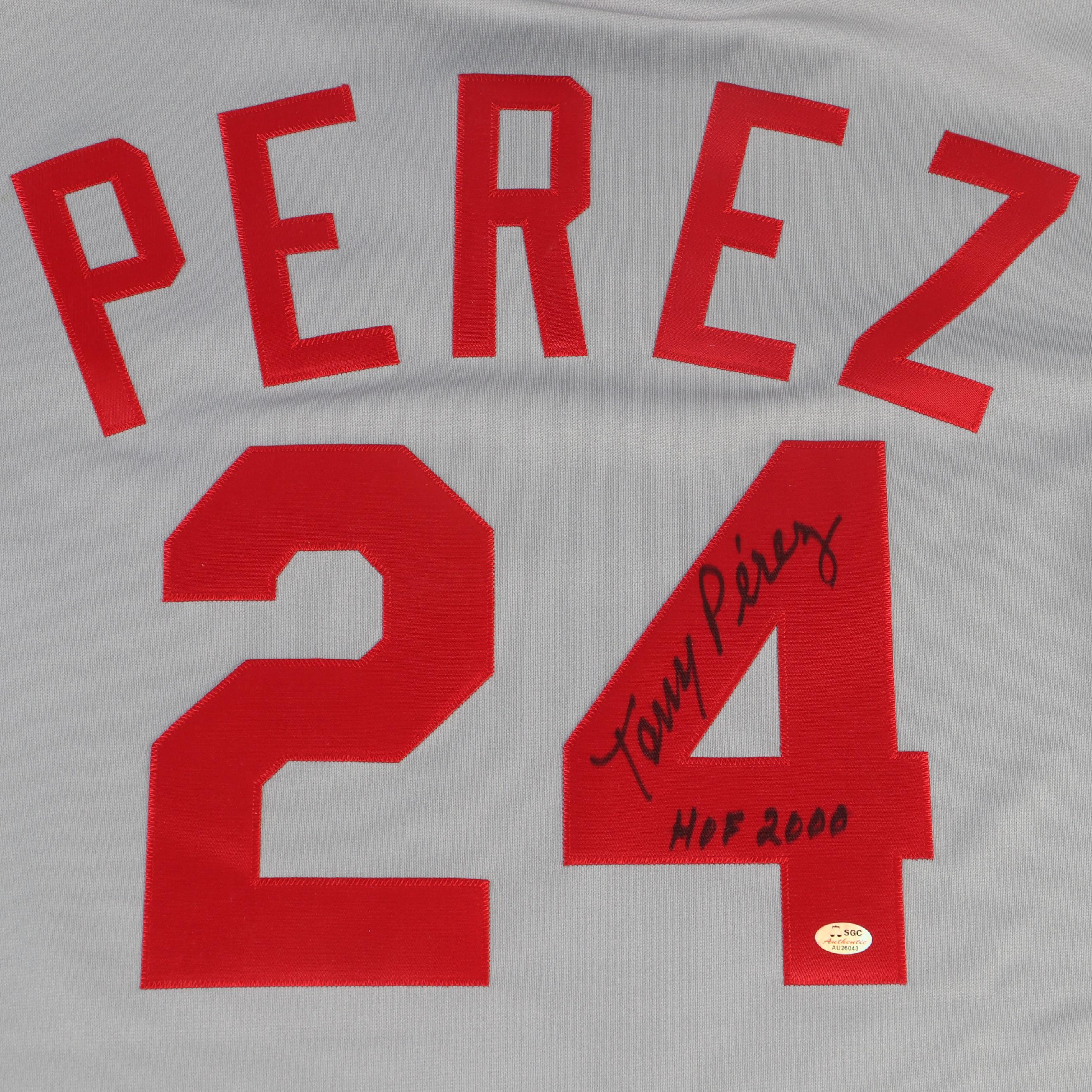 Tony Pérez Signed Cincinnati Reds Jersey with Sparky Anderson Signed Print
