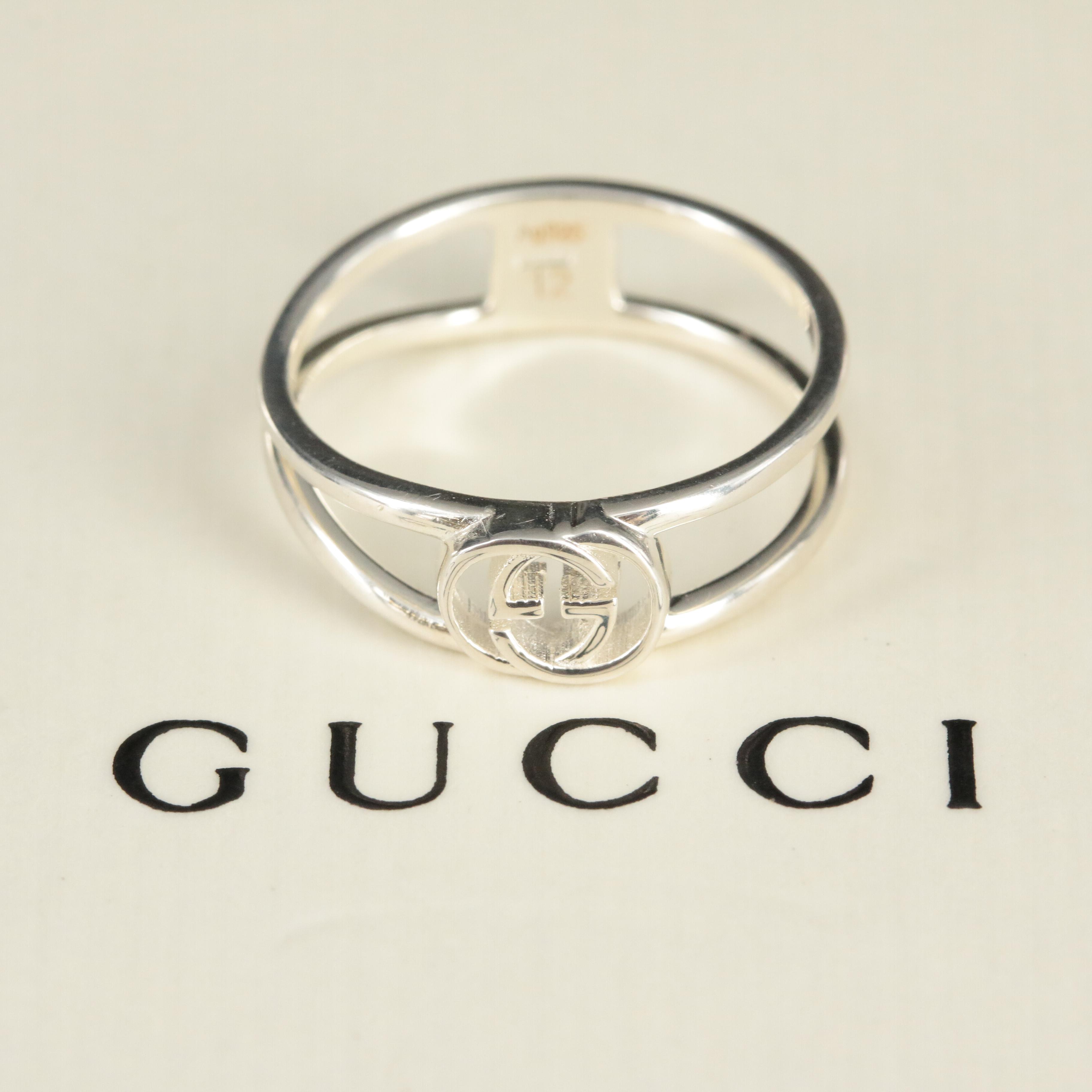 Gucci Sterling Interlocking G Thin Open Band