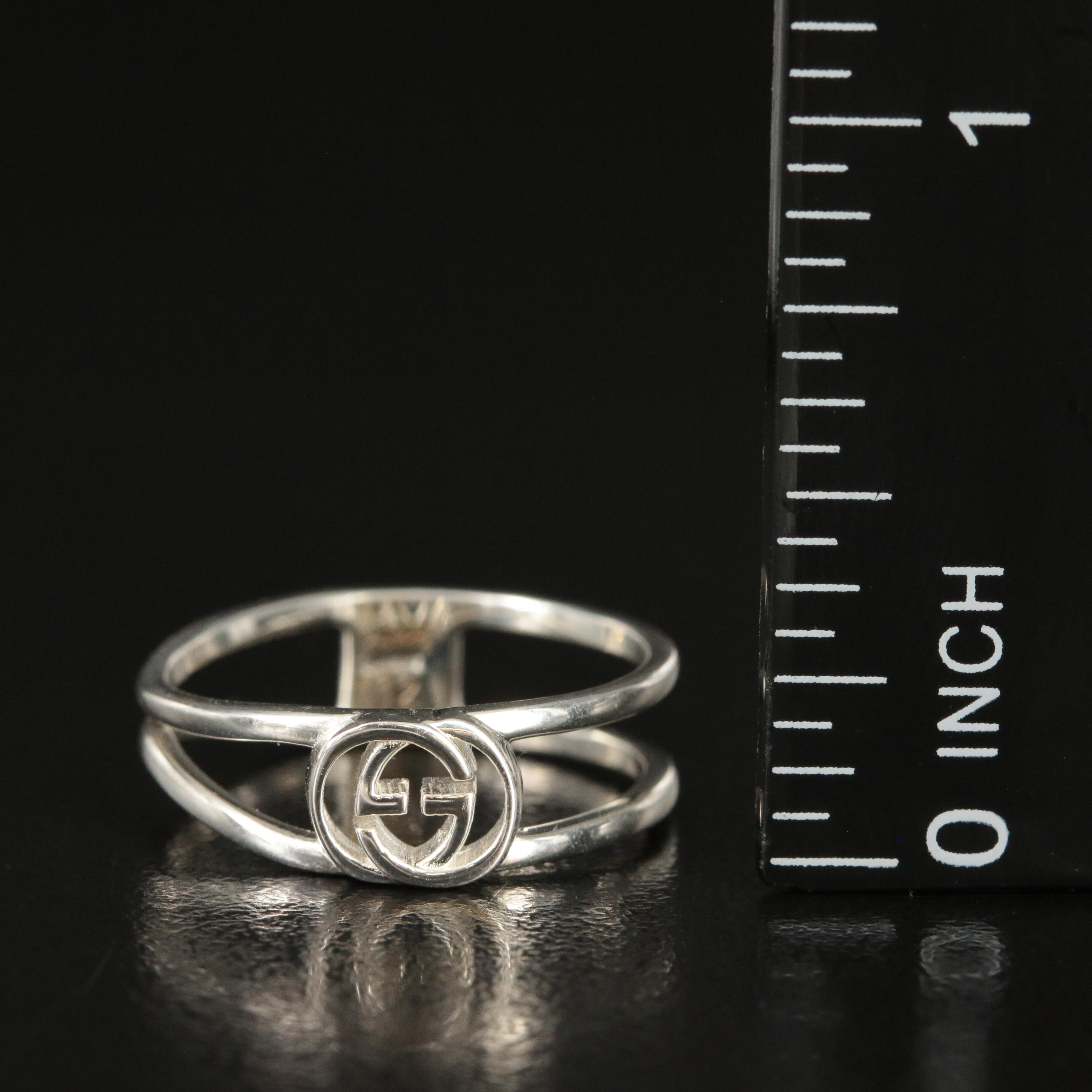 Gucci Sterling Interlocking G Thin Open Band