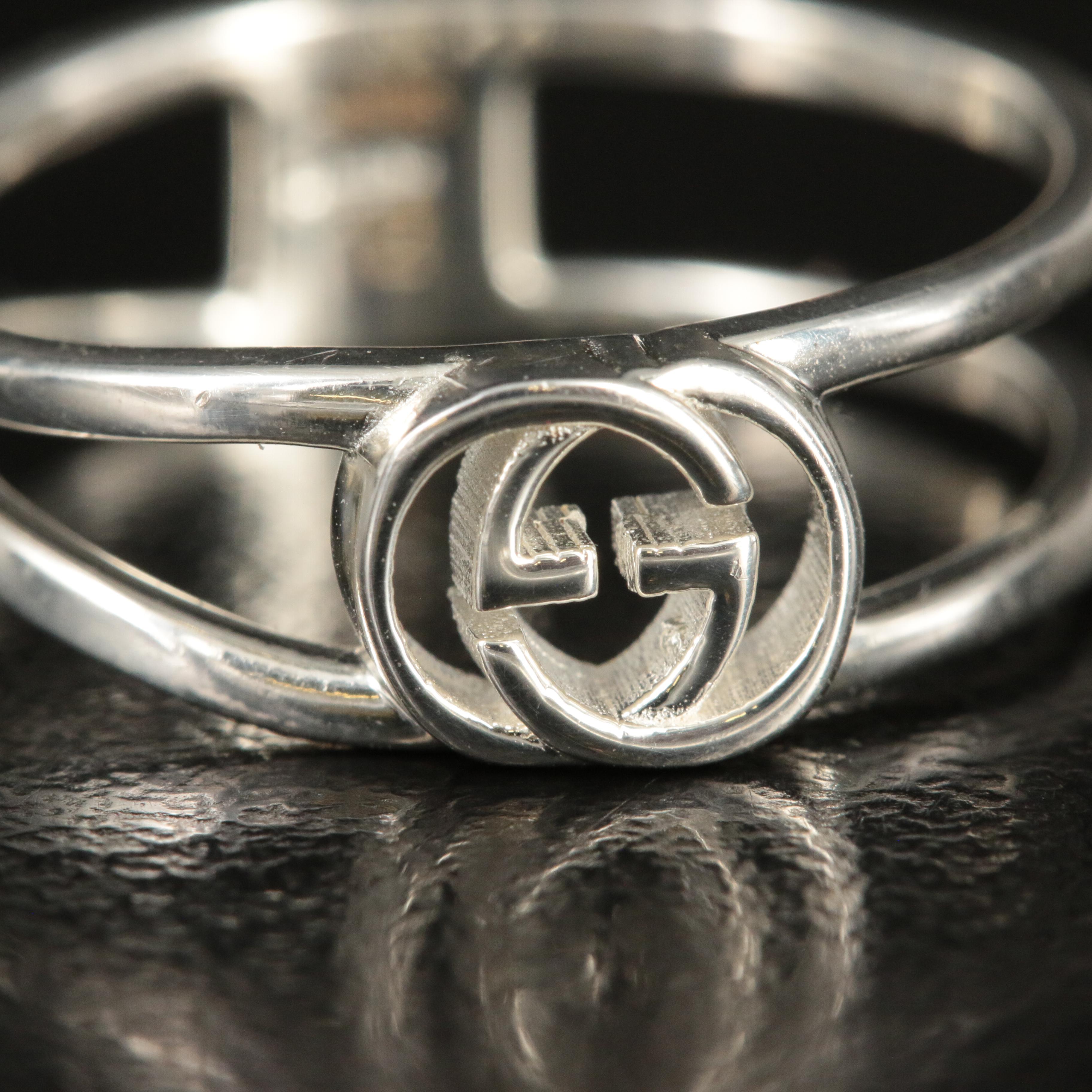 Gucci Sterling Interlocking G Thin Open Band