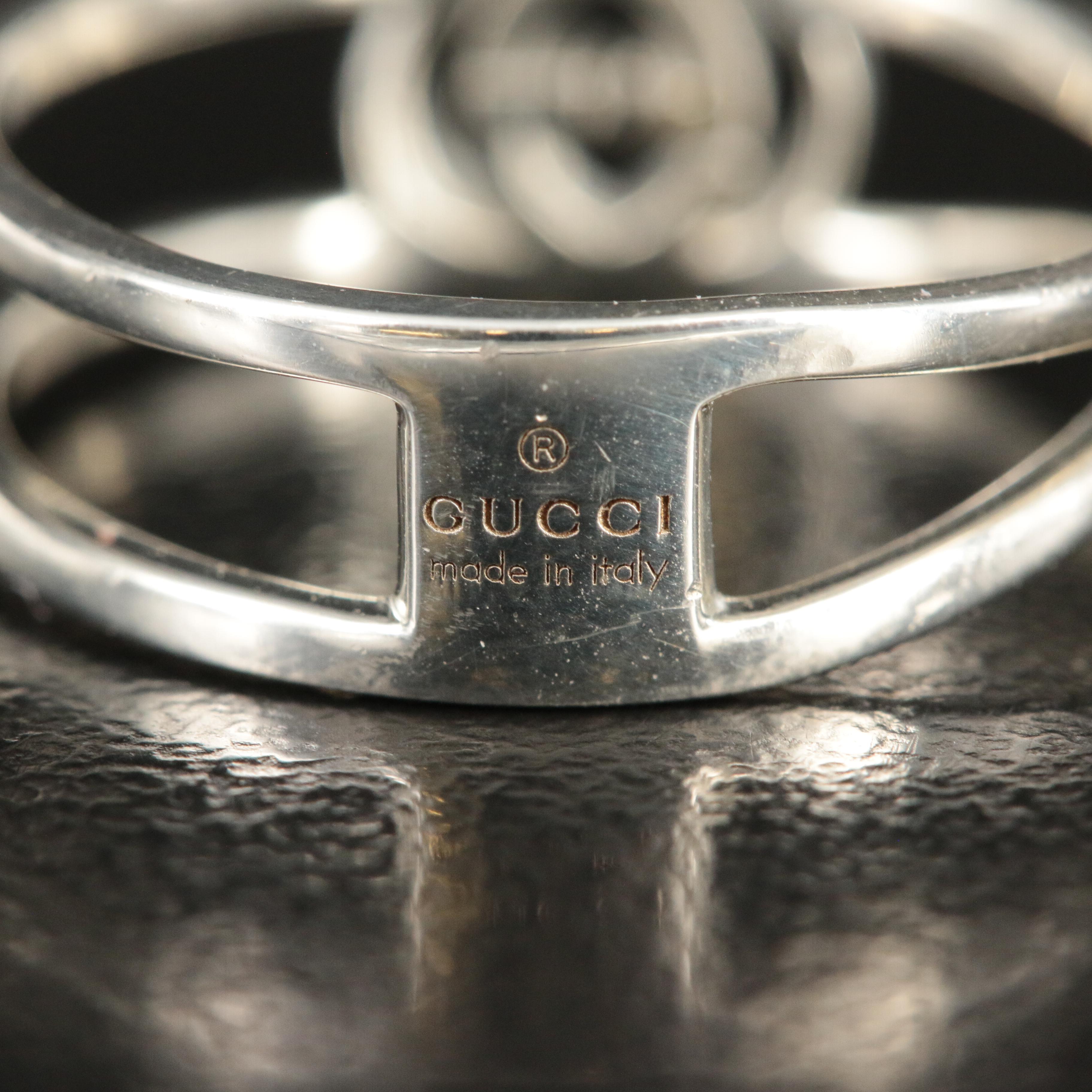 Gucci Sterling Interlocking G Thin Open Band