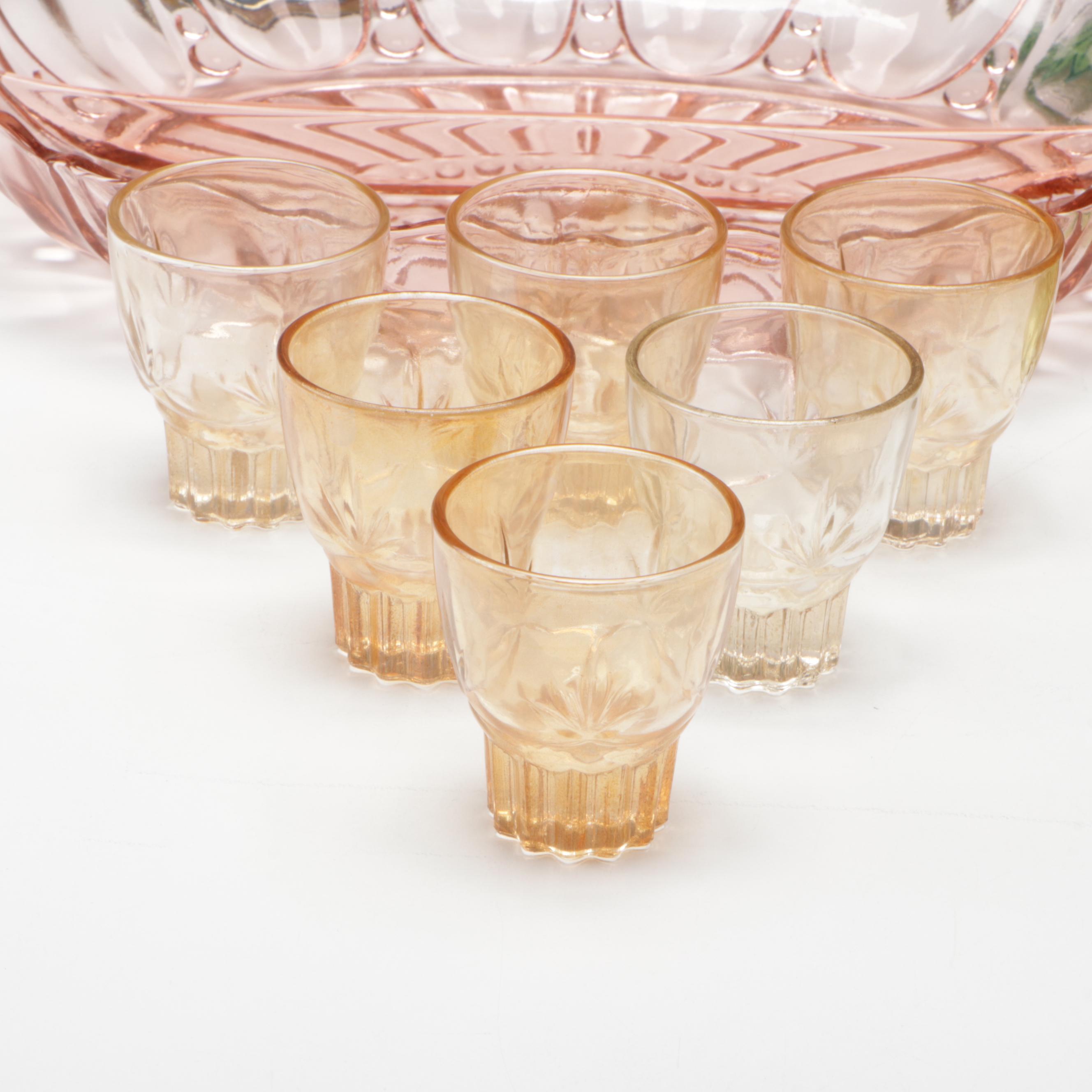 Indiana Glass Carnival Glass Compote, A-H Depression Glass Divided Relish, More