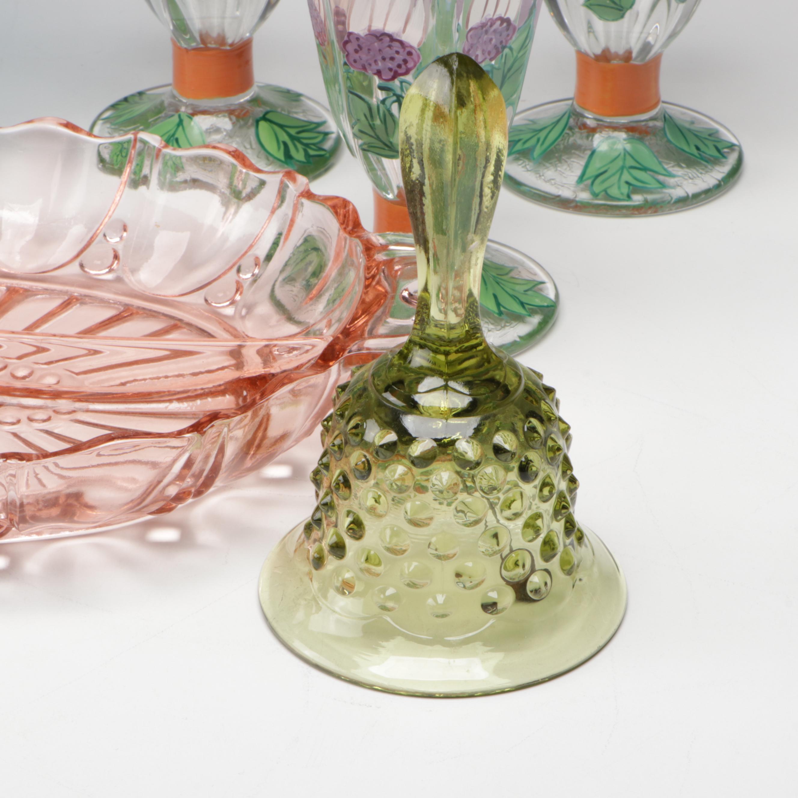 Indiana Glass Carnival Glass Compote, A-H Depression Glass Divided Relish, More