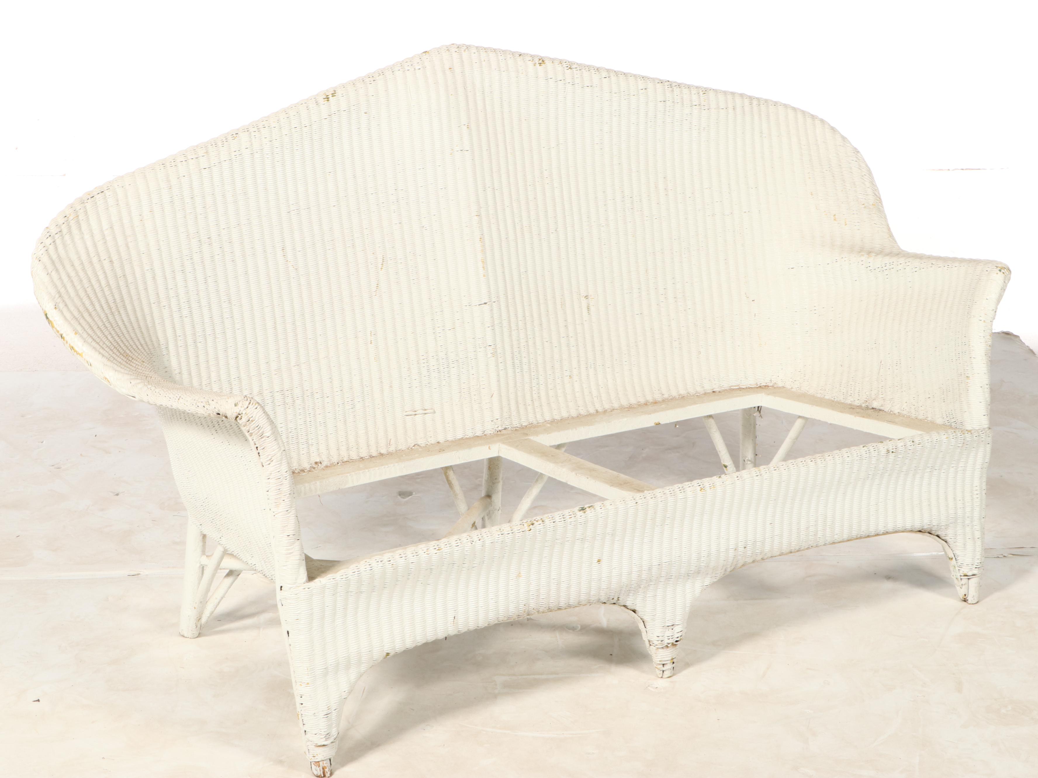 ThreePiece Lloyd Manufacturing Co. WhitePainted Wicker Patio Seating Group EBTH