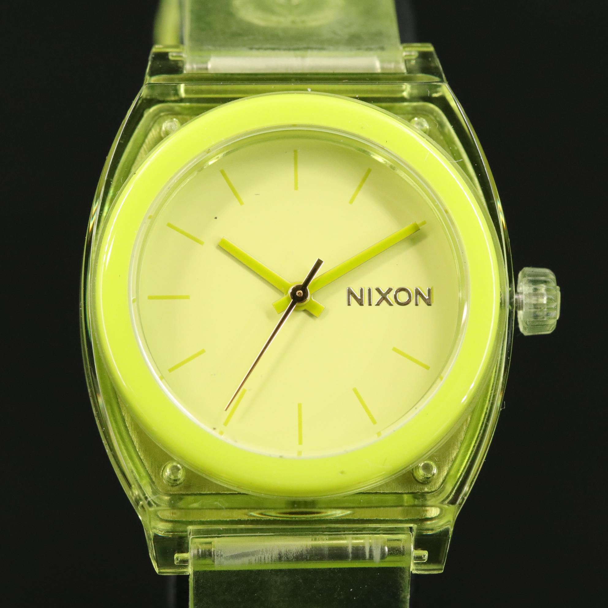Nixon Medium Time Teller P Watch in Lime Green with Box