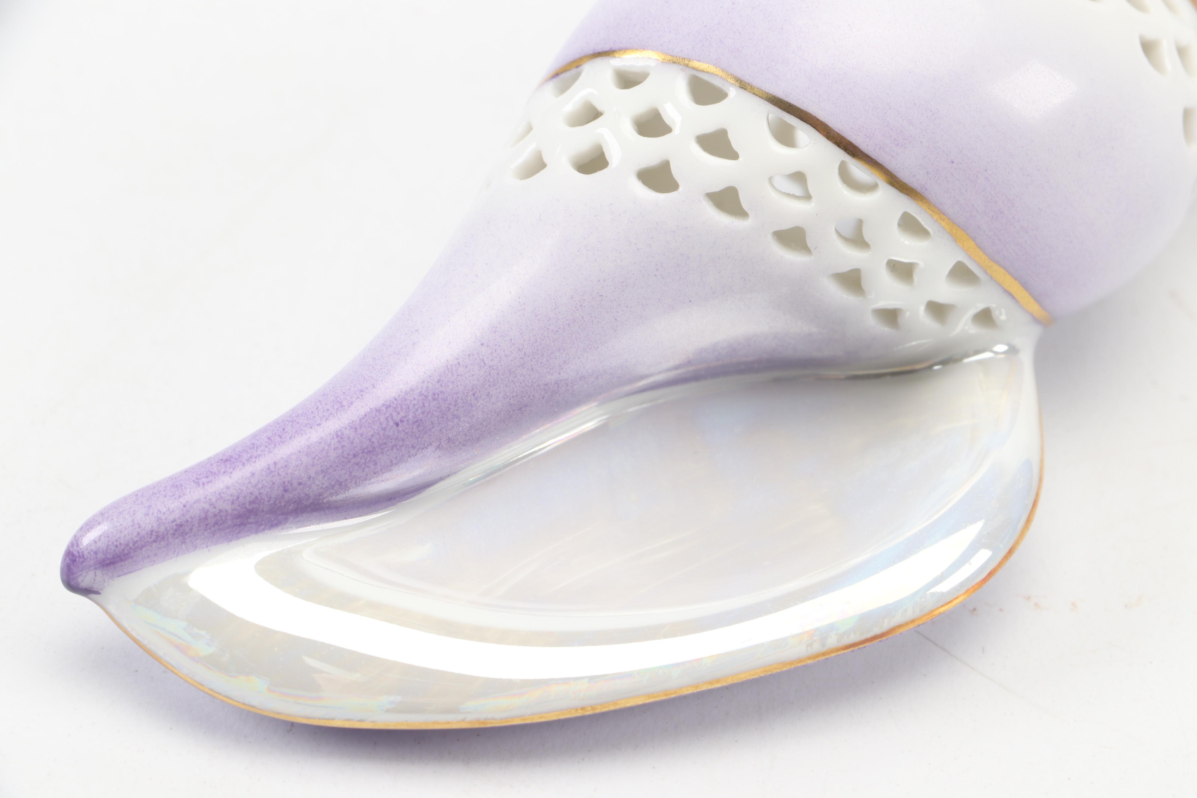 Herend Lilac "Sea Snail" Openwork Porcelain Figurine