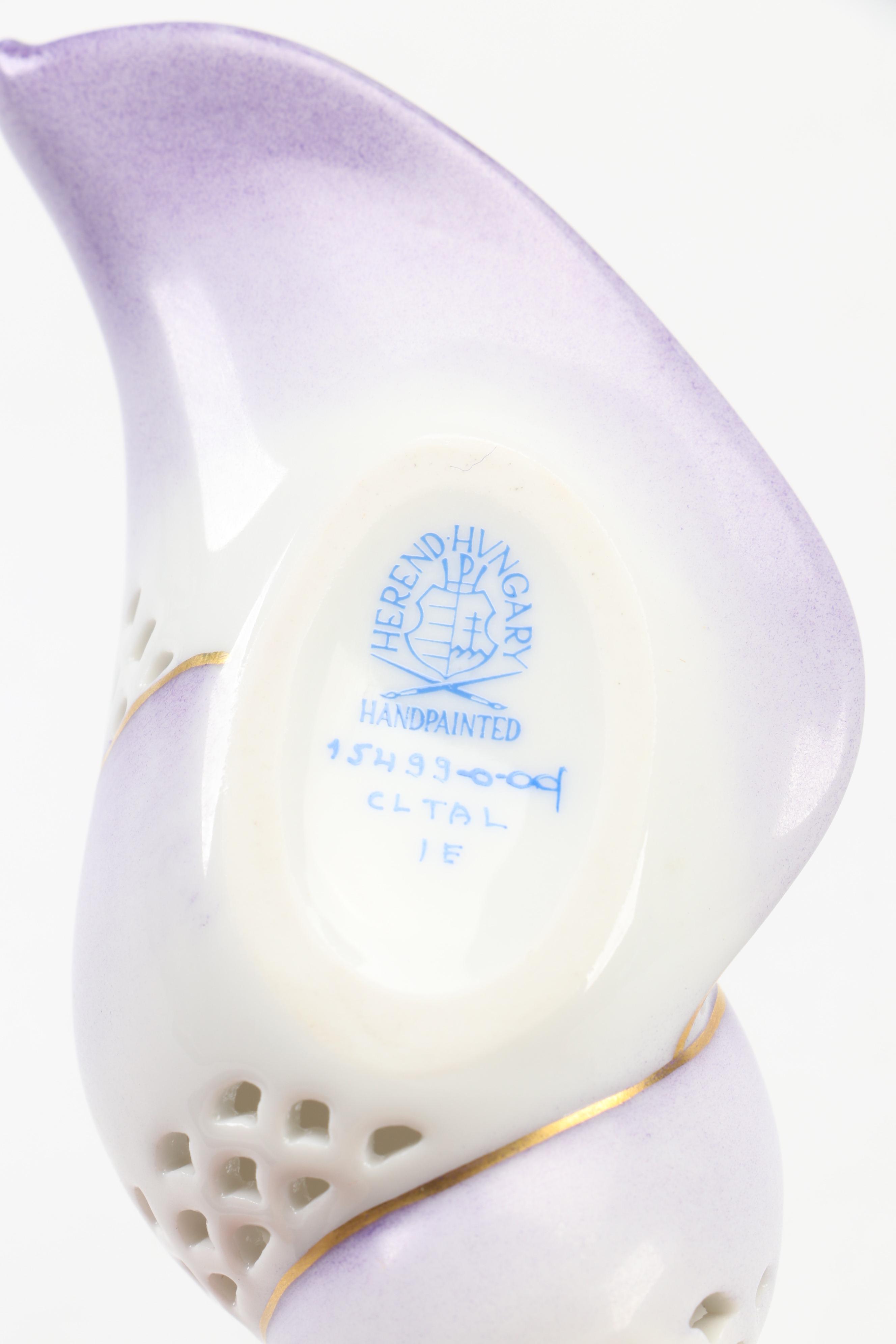 Herend Lilac "Sea Snail" Openwork Porcelain Figurine