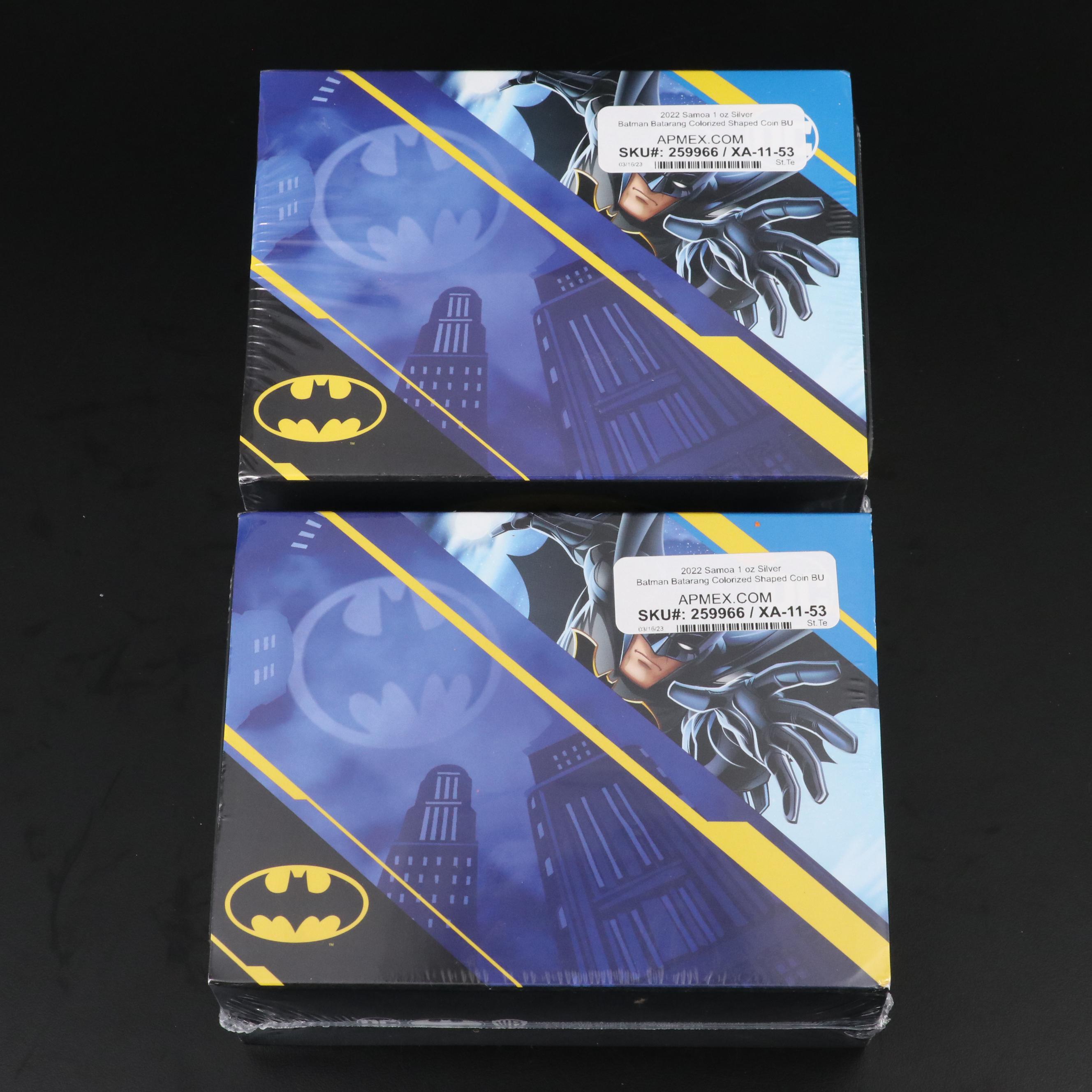 Two 2022 Samoa One Ounce Silver Batman Coins