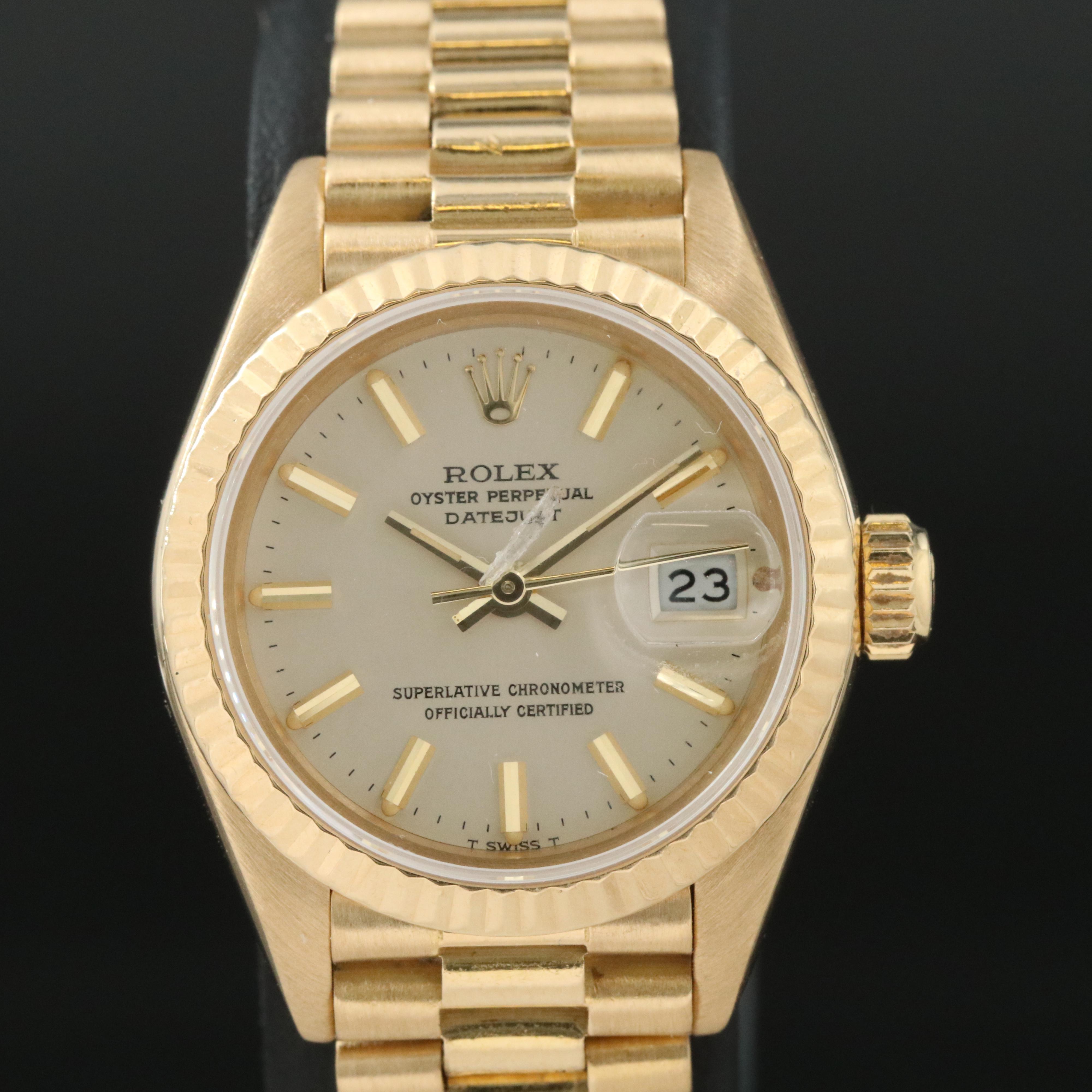 1984 Rolex Oyster Perpetual Datejust President Bracelet Watch