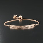 14K Rose Gold Bar Bolo Bracelet with Diamond Cut Finish