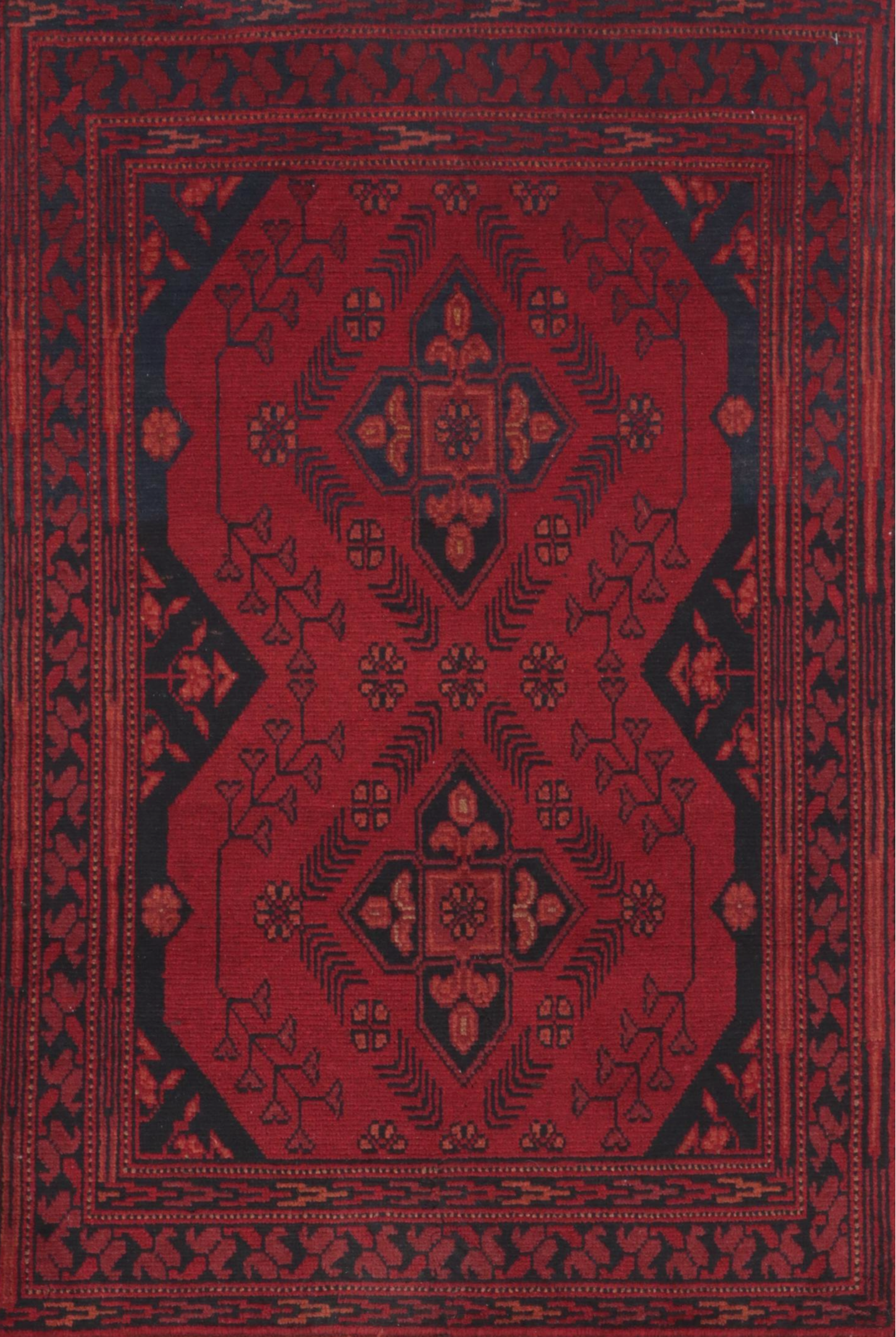 2'7 x 4' Hand-Knotted Afghan Baluch Accent Rug
