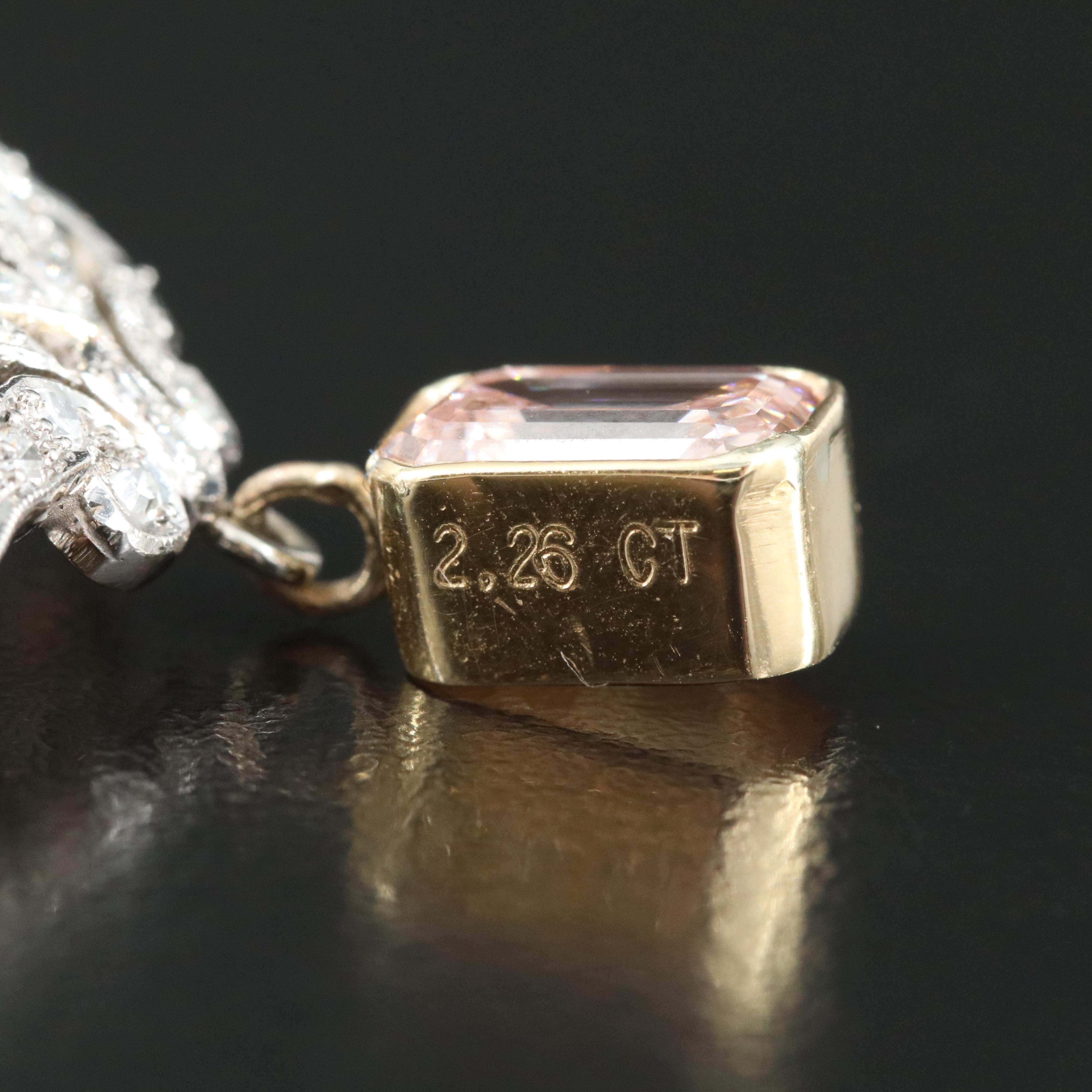 Edwardian 6.26 CTW Diamond & Pearl Brooch with (Origin Undetermined) Fancy Pink