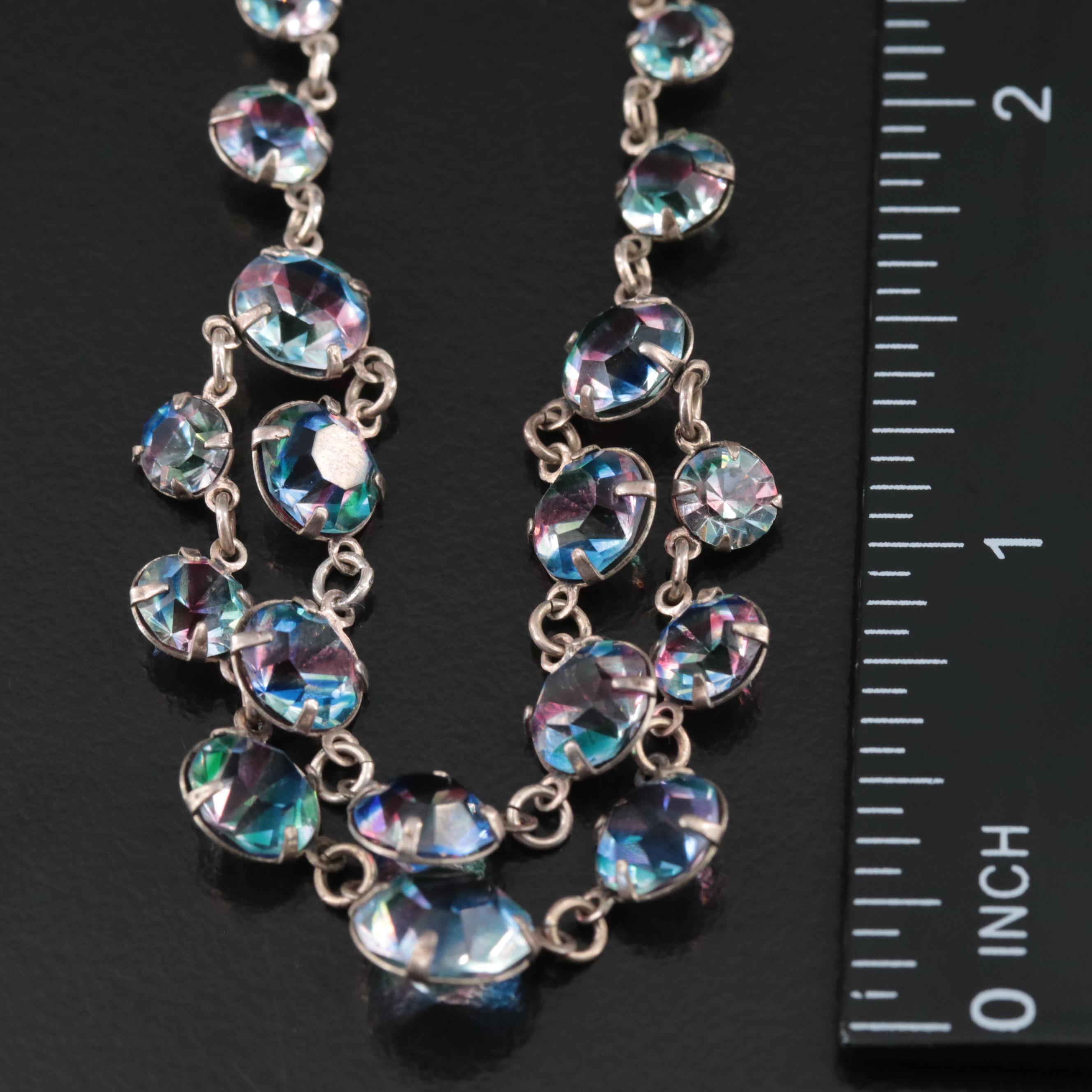 1930s 835 Silver Iris Glass Necklace