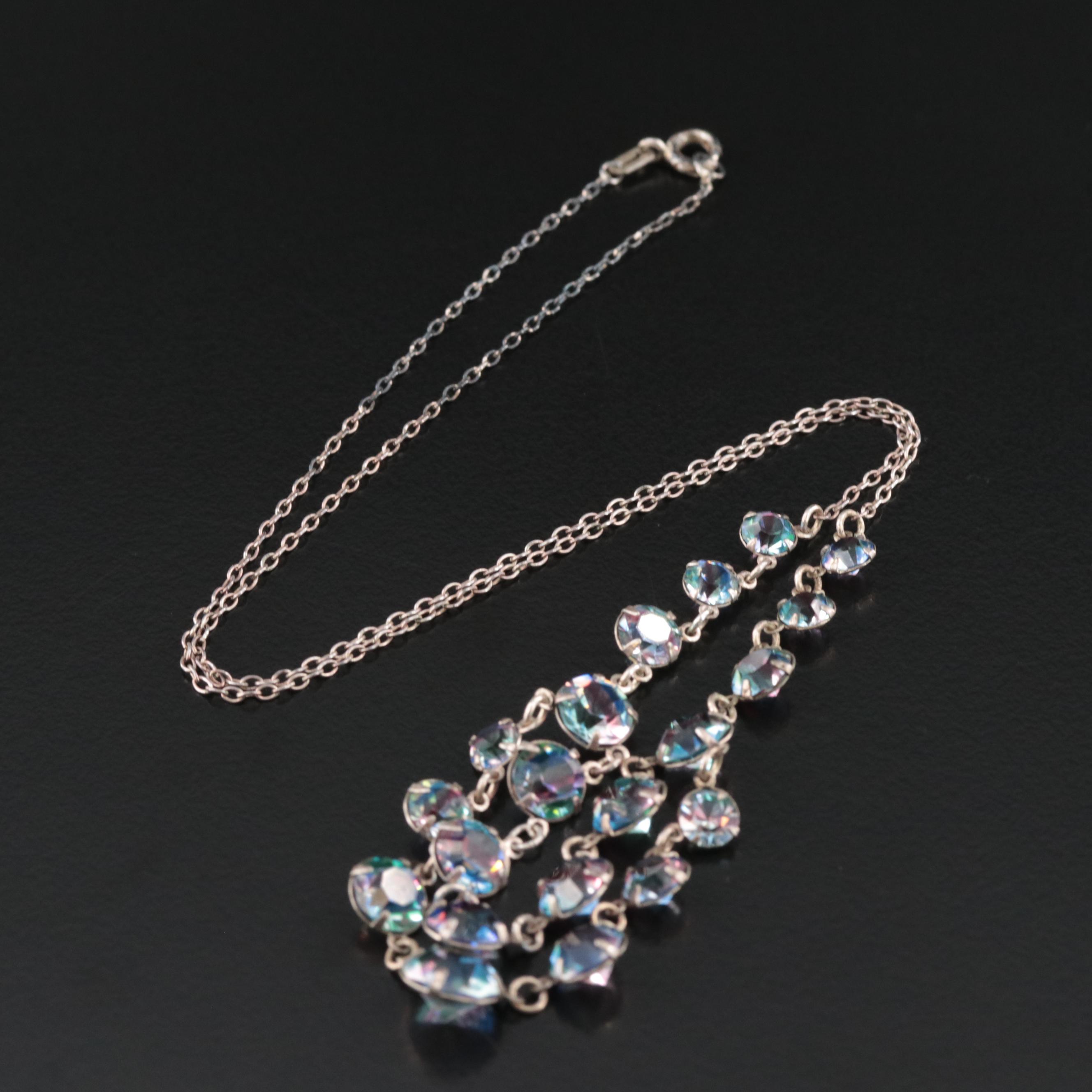 1930s 835 Silver Iris Glass Necklace