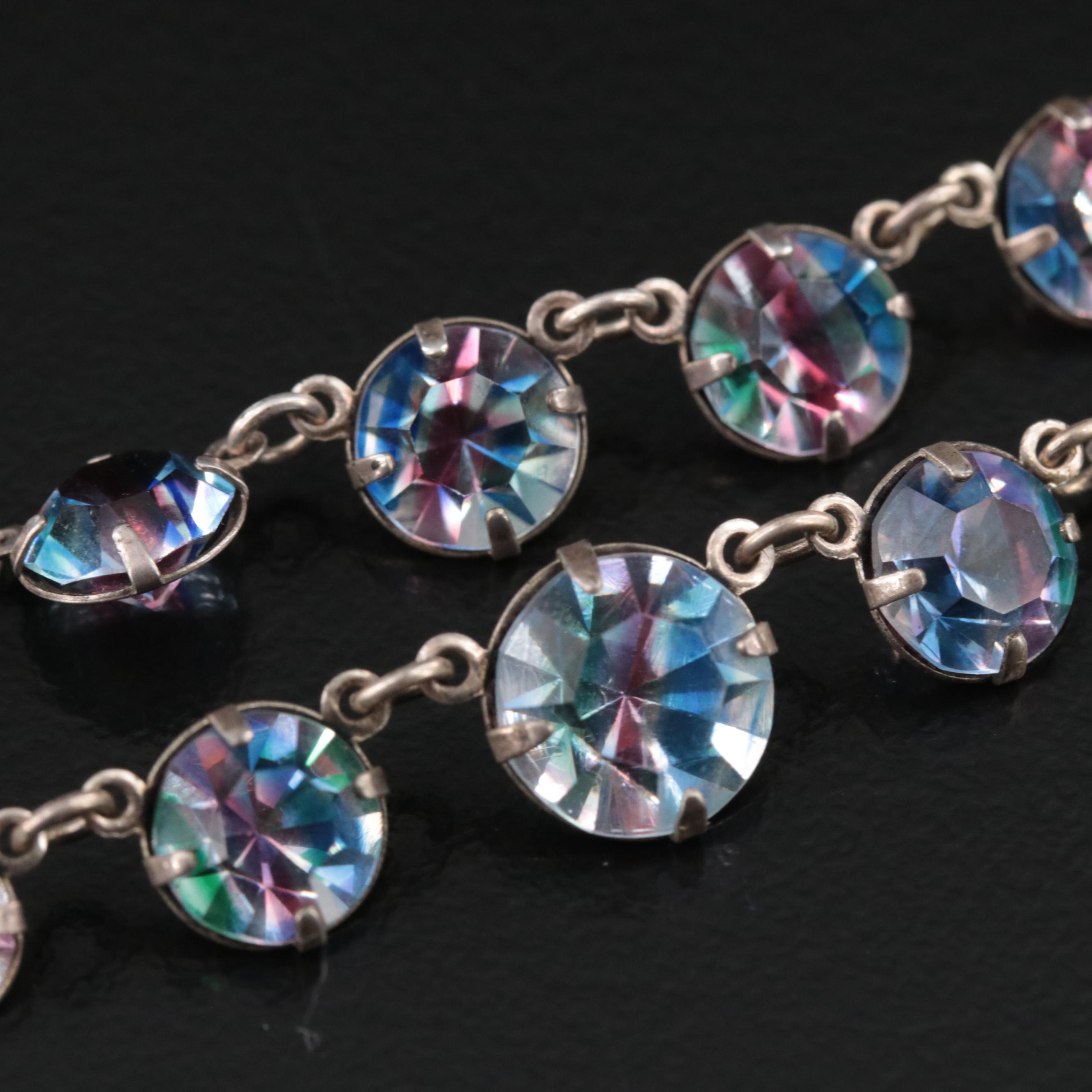 1930s 835 Silver Iris Glass Necklace