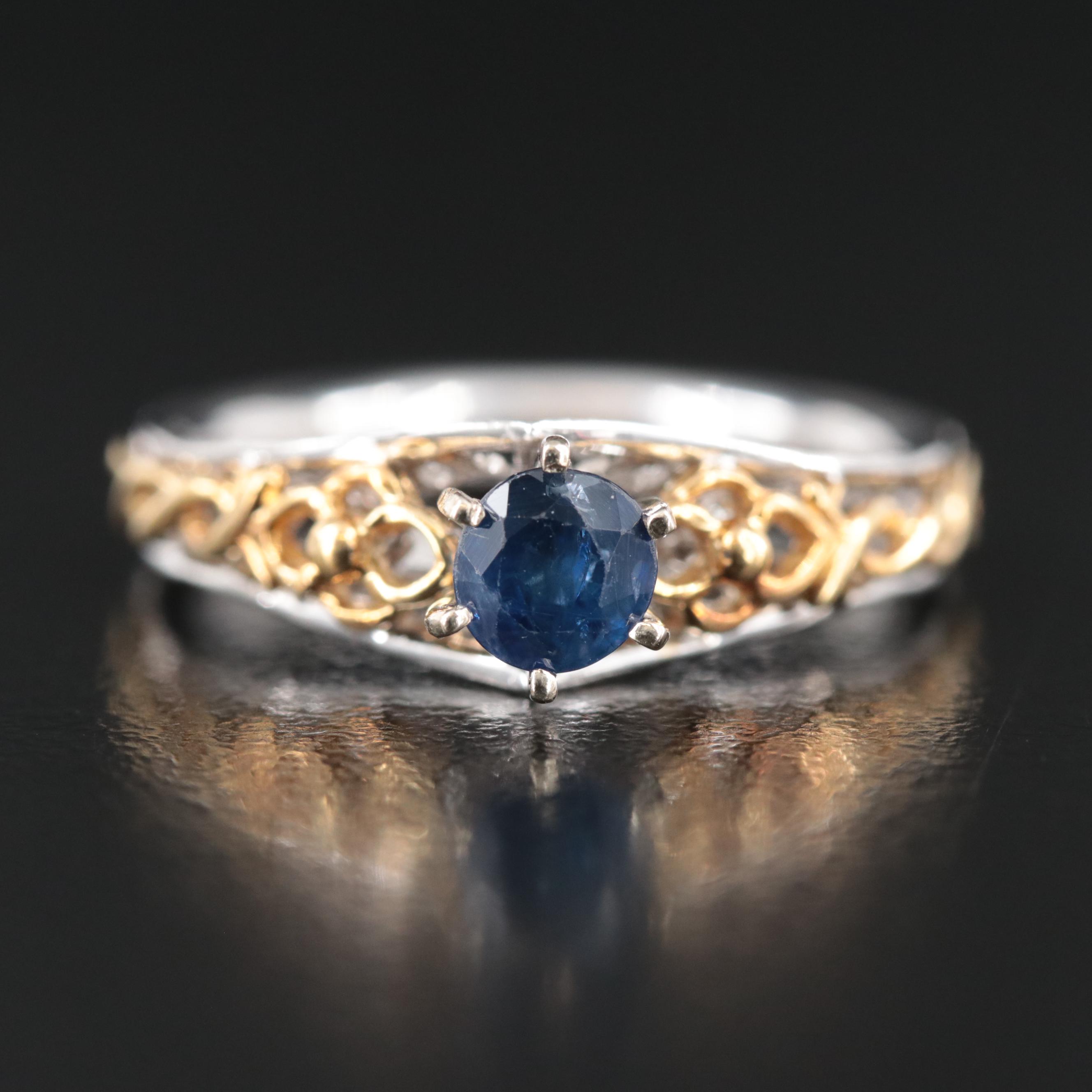 18K Two-Tone Sapphire and Diamond Ring