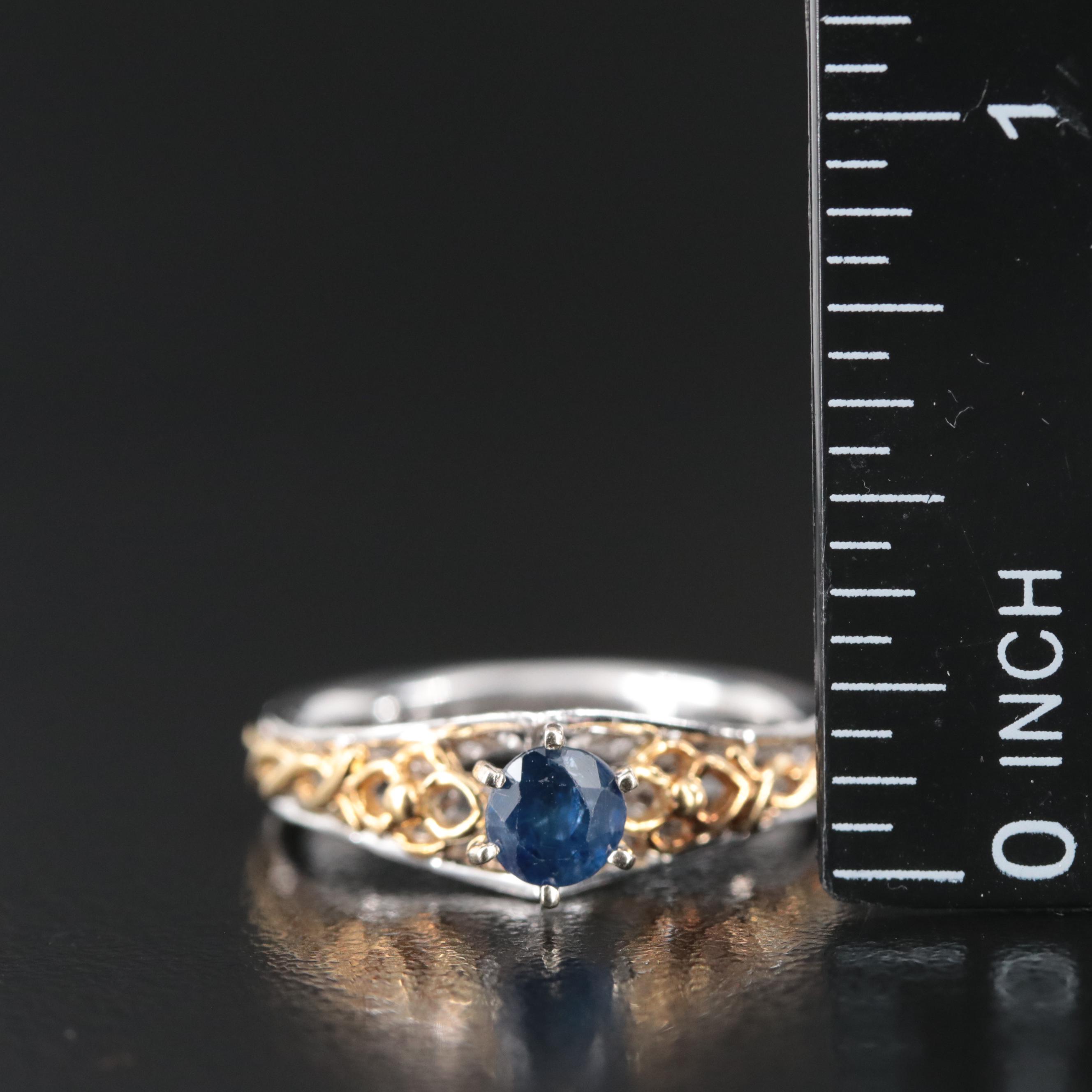18K Two-Tone Sapphire and Diamond Ring