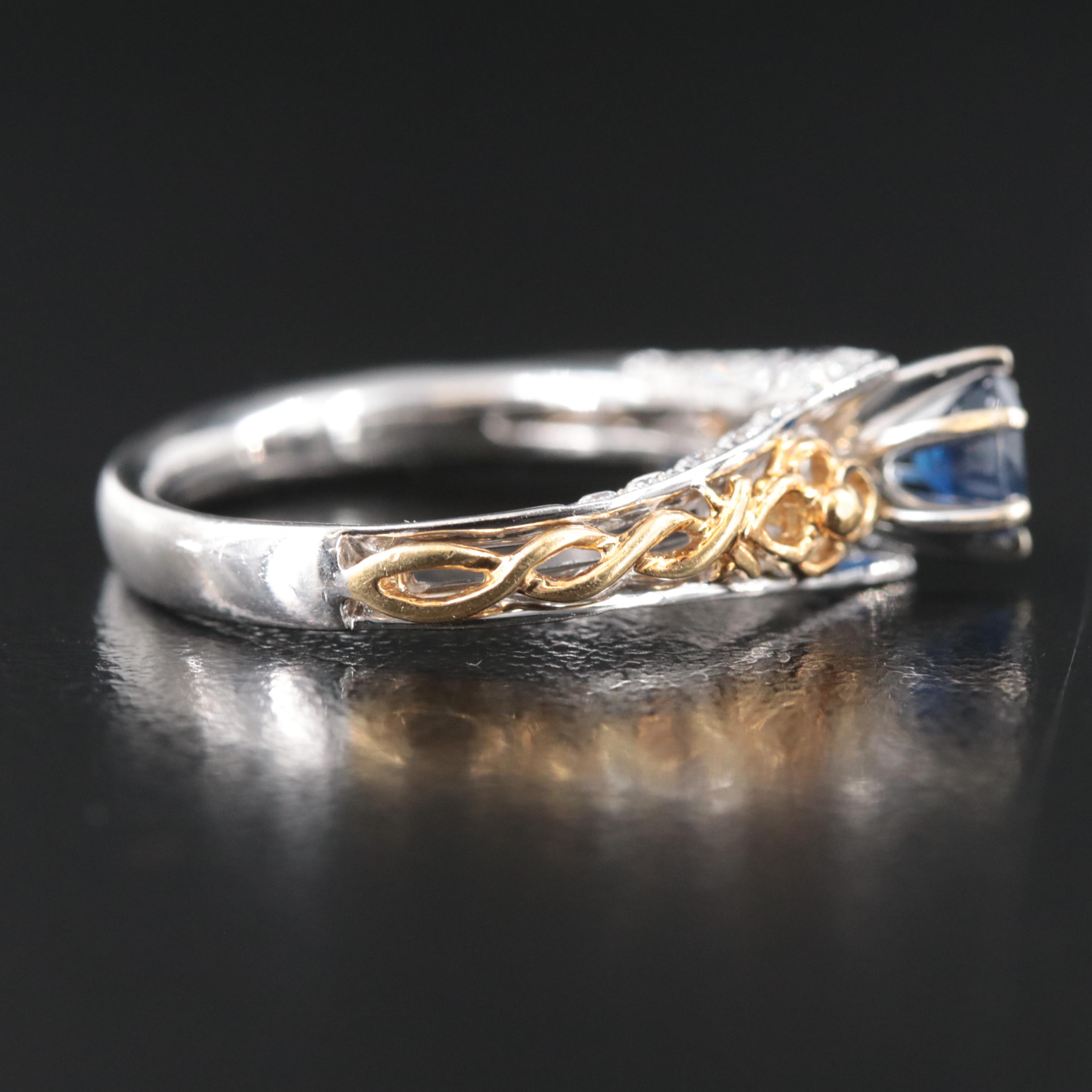 18K Two-Tone Sapphire and Diamond Ring