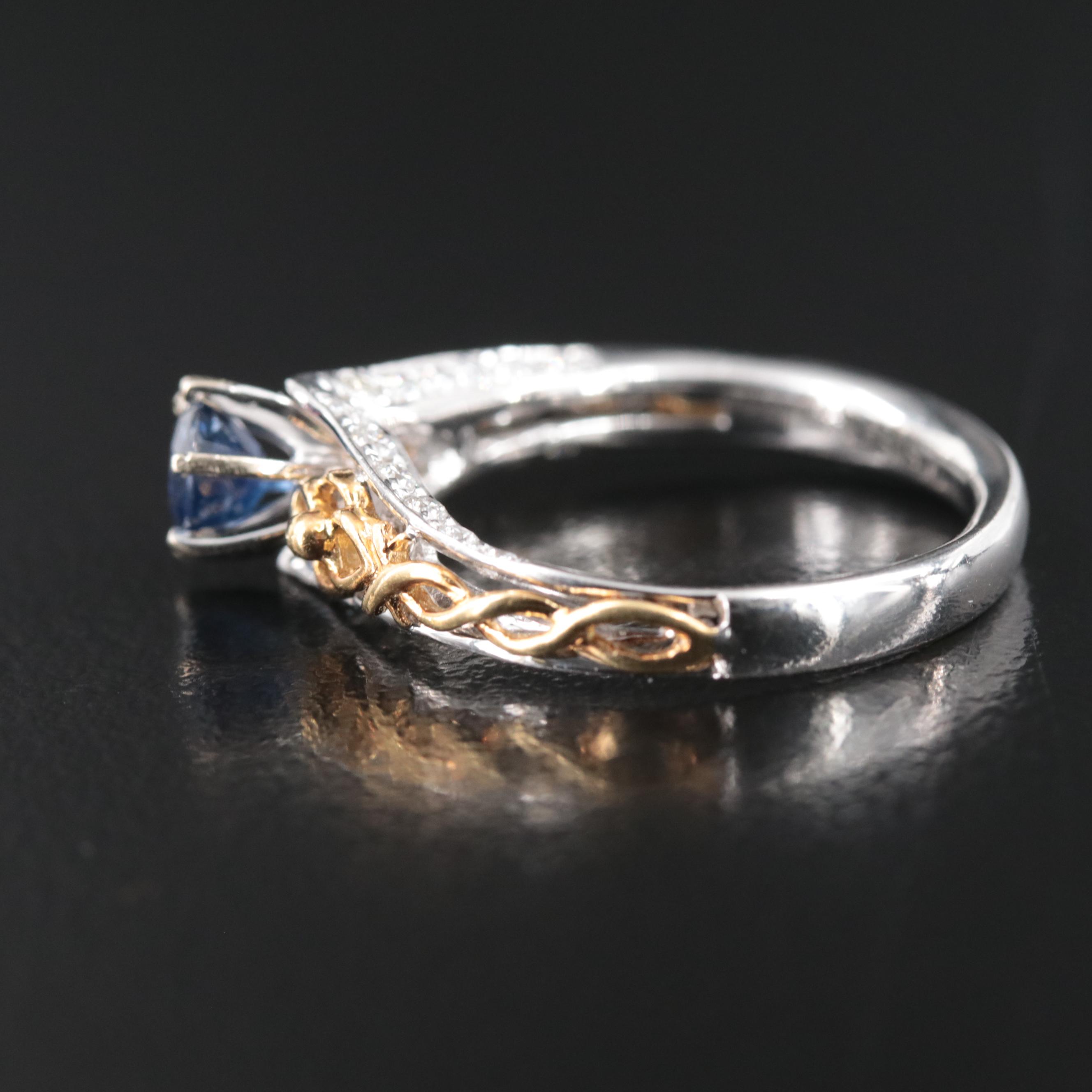 18K Two-Tone Sapphire and Diamond Ring