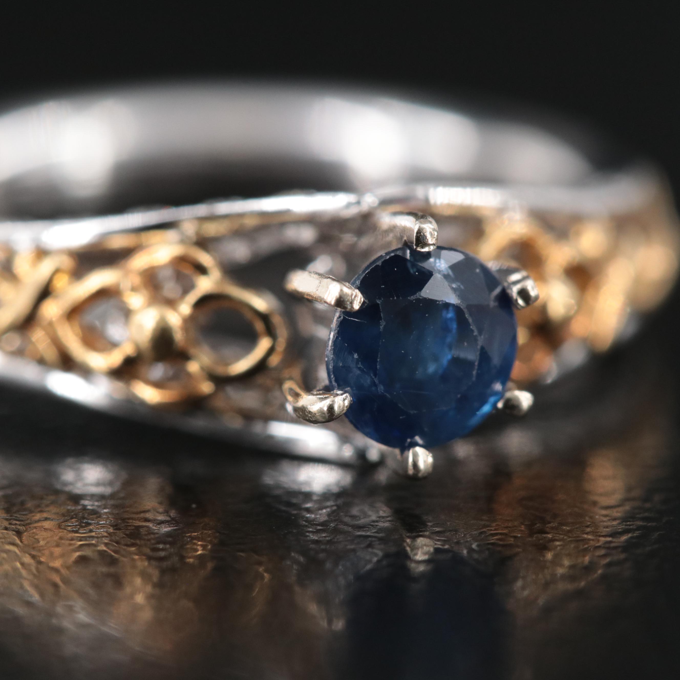 18K Two-Tone Sapphire and Diamond Ring
