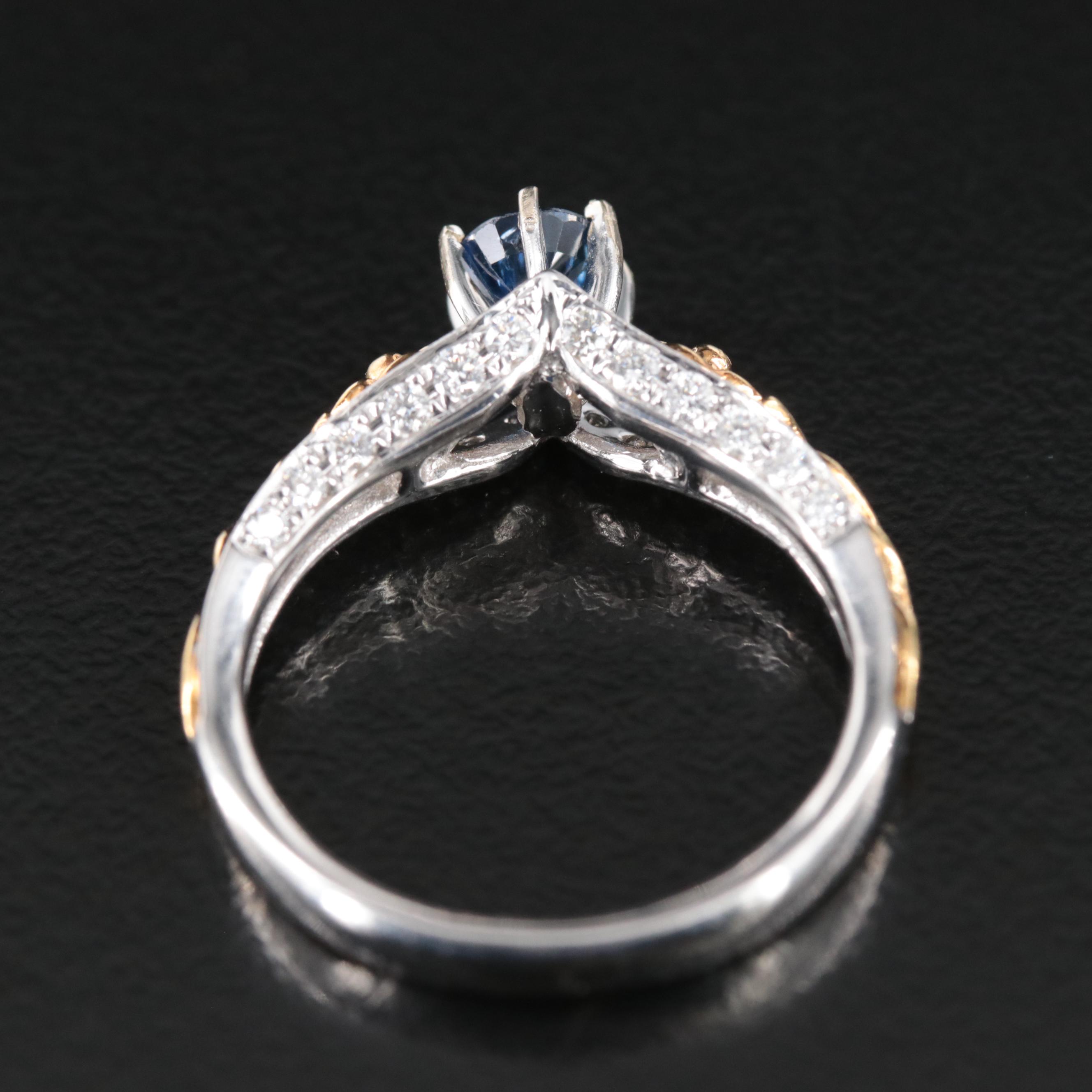 18K Two-Tone Sapphire and Diamond Ring