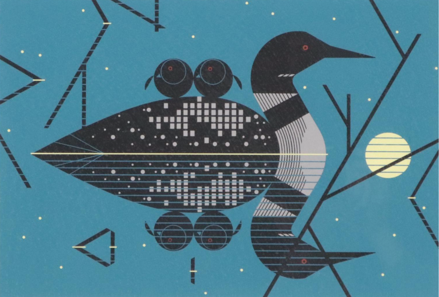 Charley Harper Serigraph "Clair de Loon"