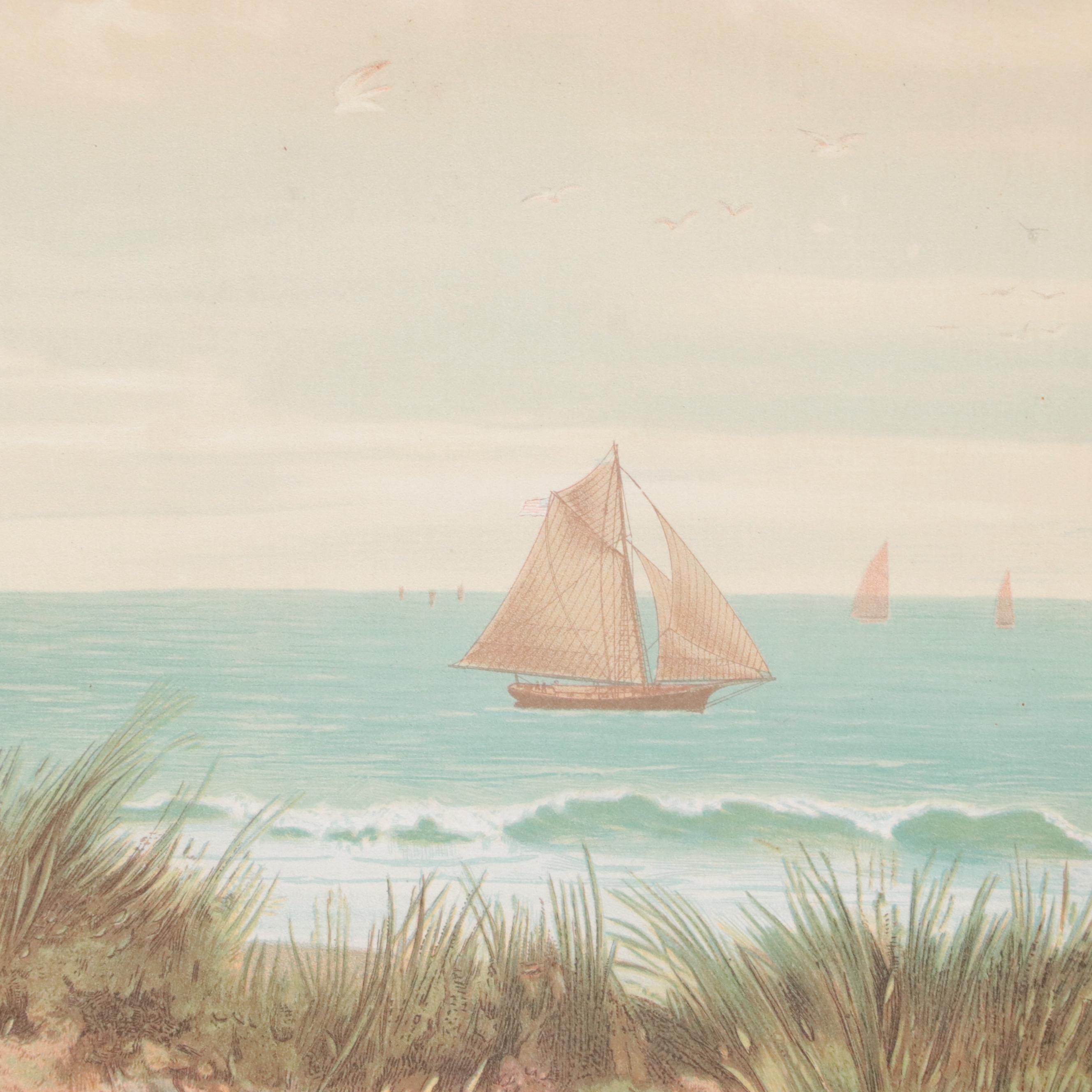 Chromolithograph of Coastal Landscape, Late 19th Century