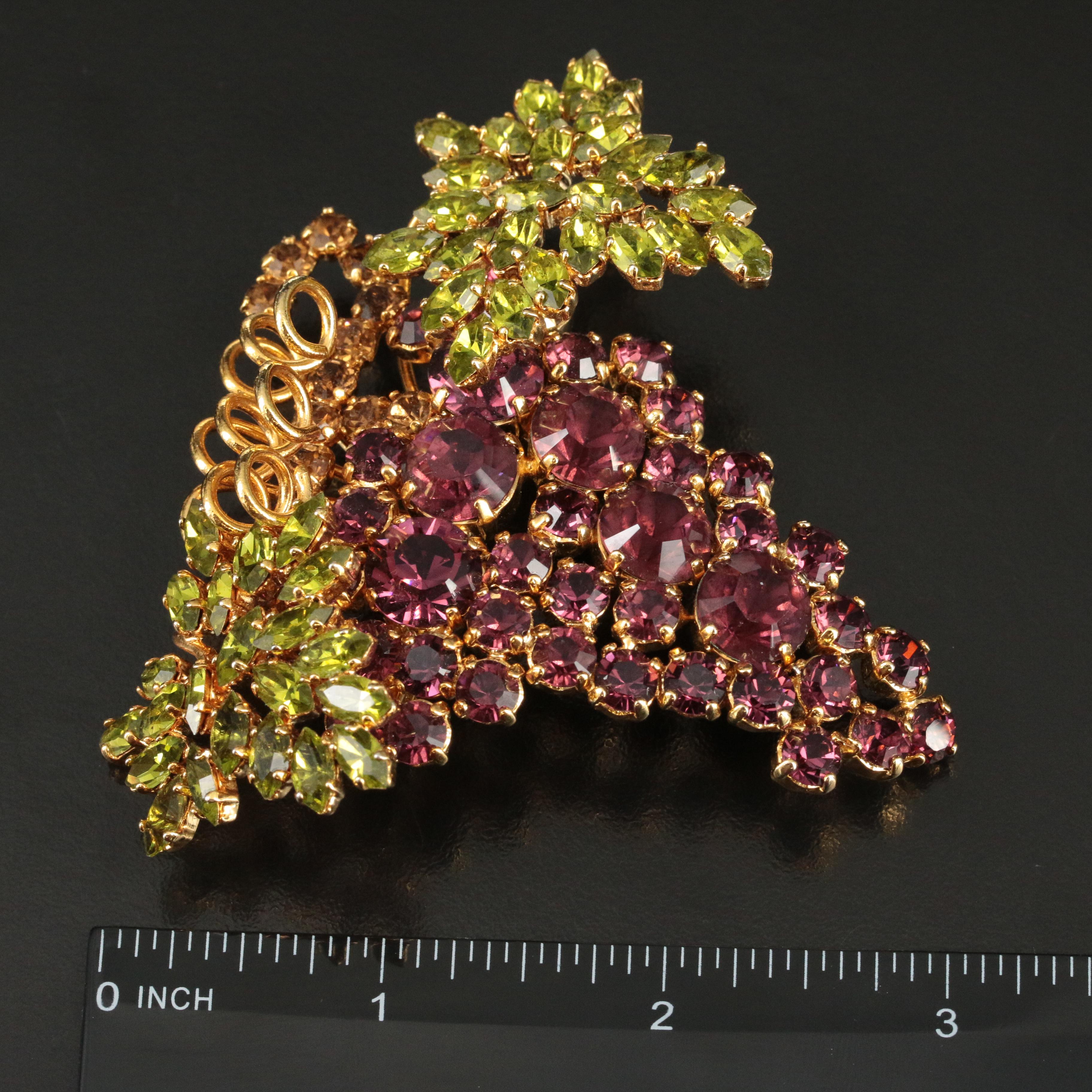 Valentino Glass Crystal Grape Cluster Brooch