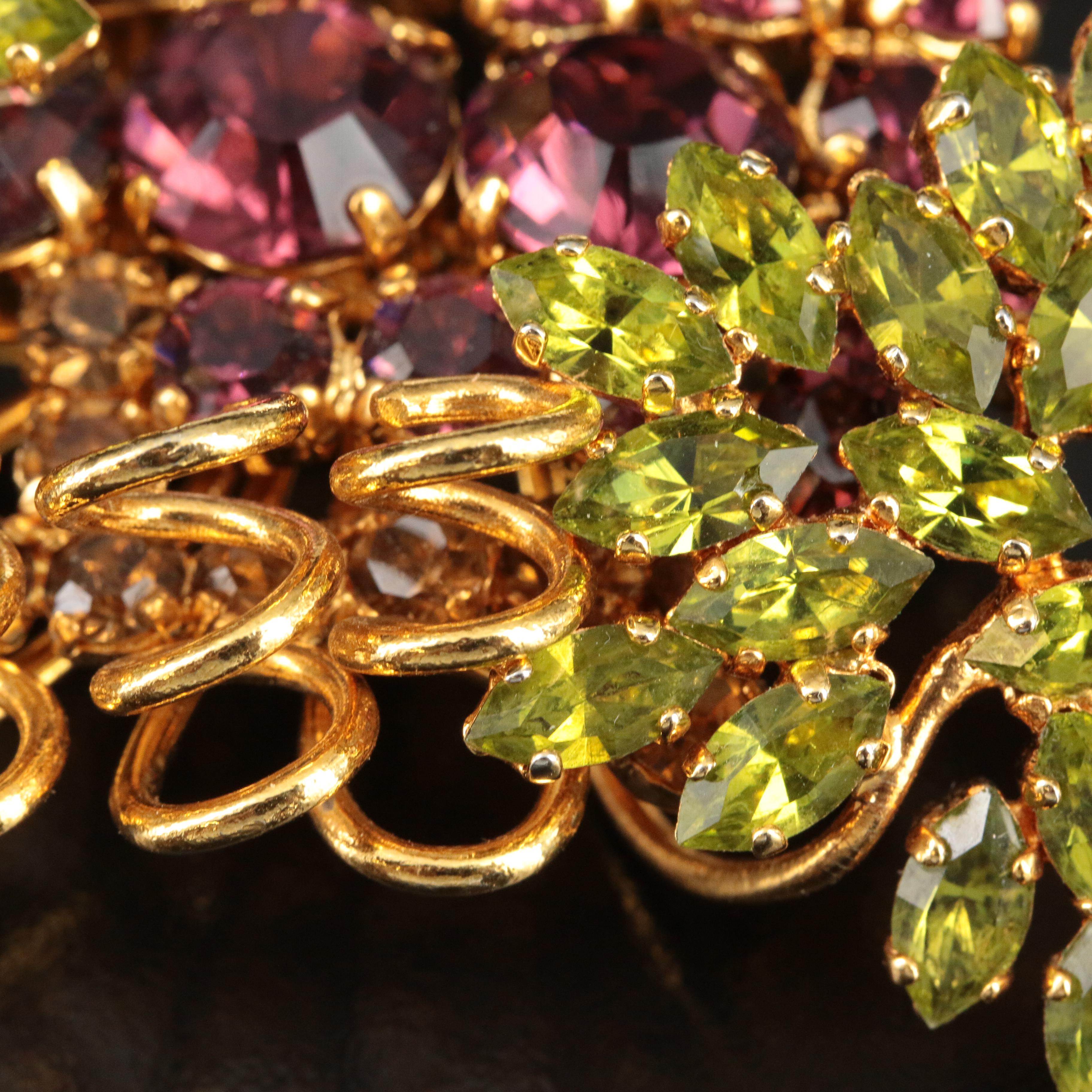 Valentino Glass Crystal Grape Cluster Brooch