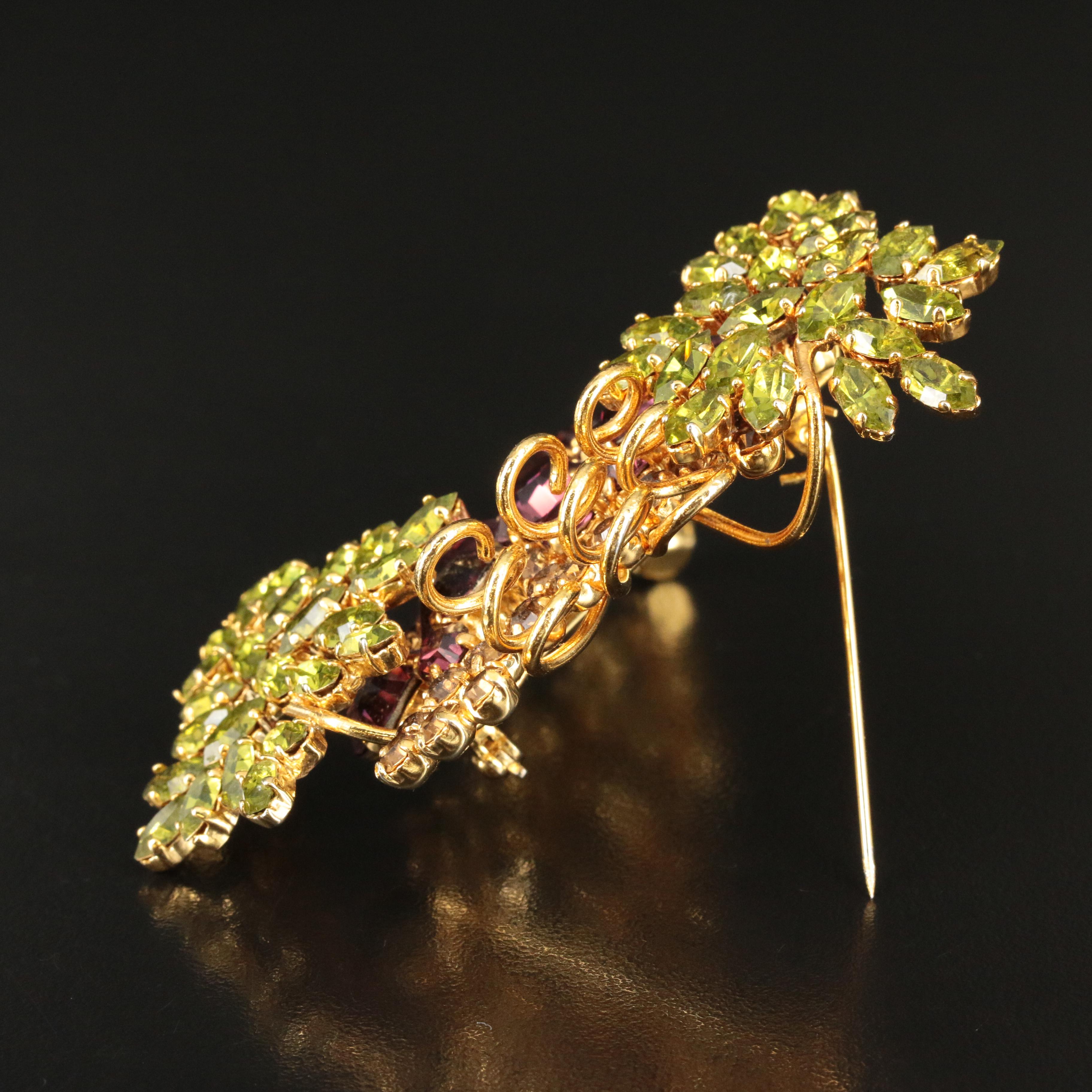 Valentino Glass Crystal Grape Cluster Brooch