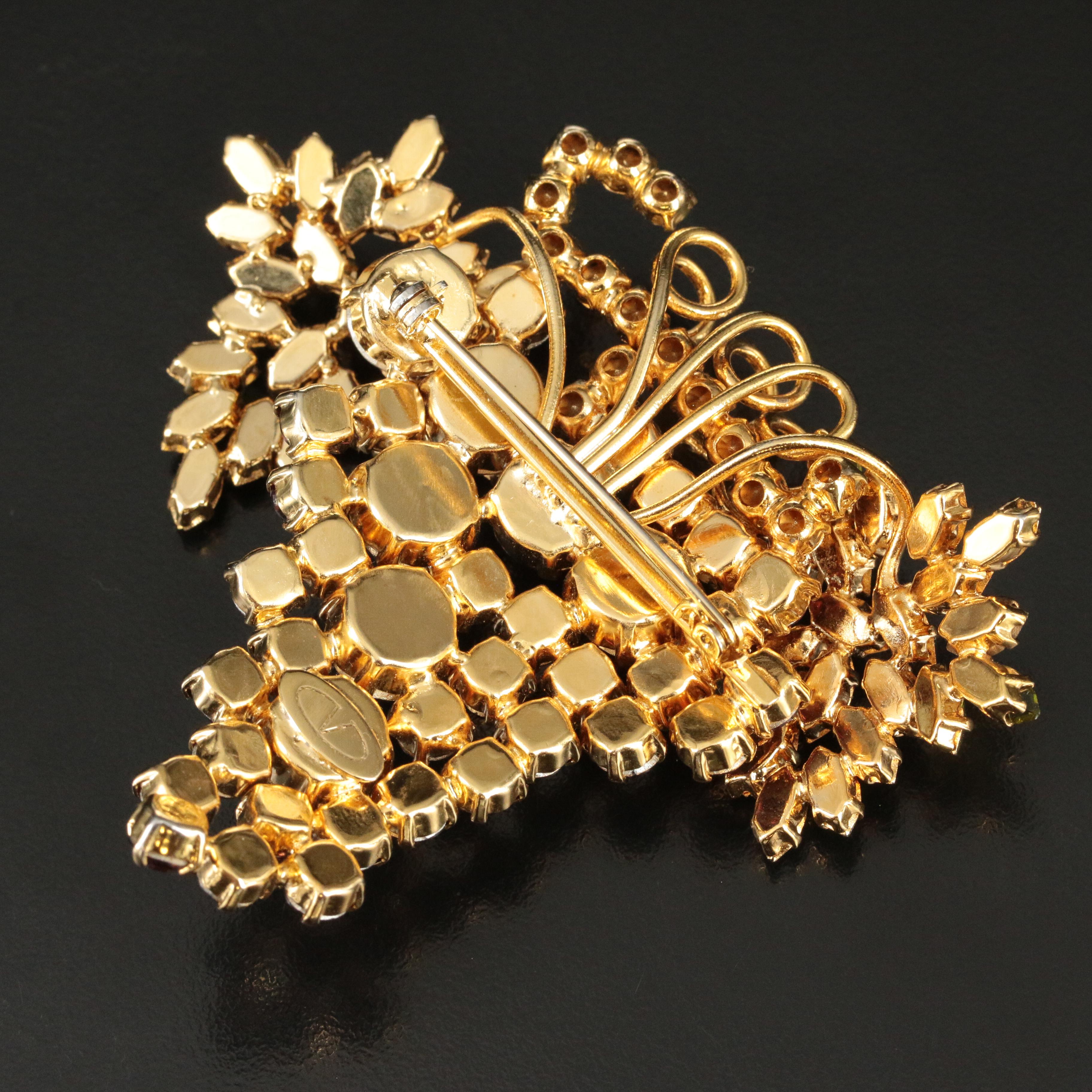 Valentino Glass Crystal Grape Cluster Brooch