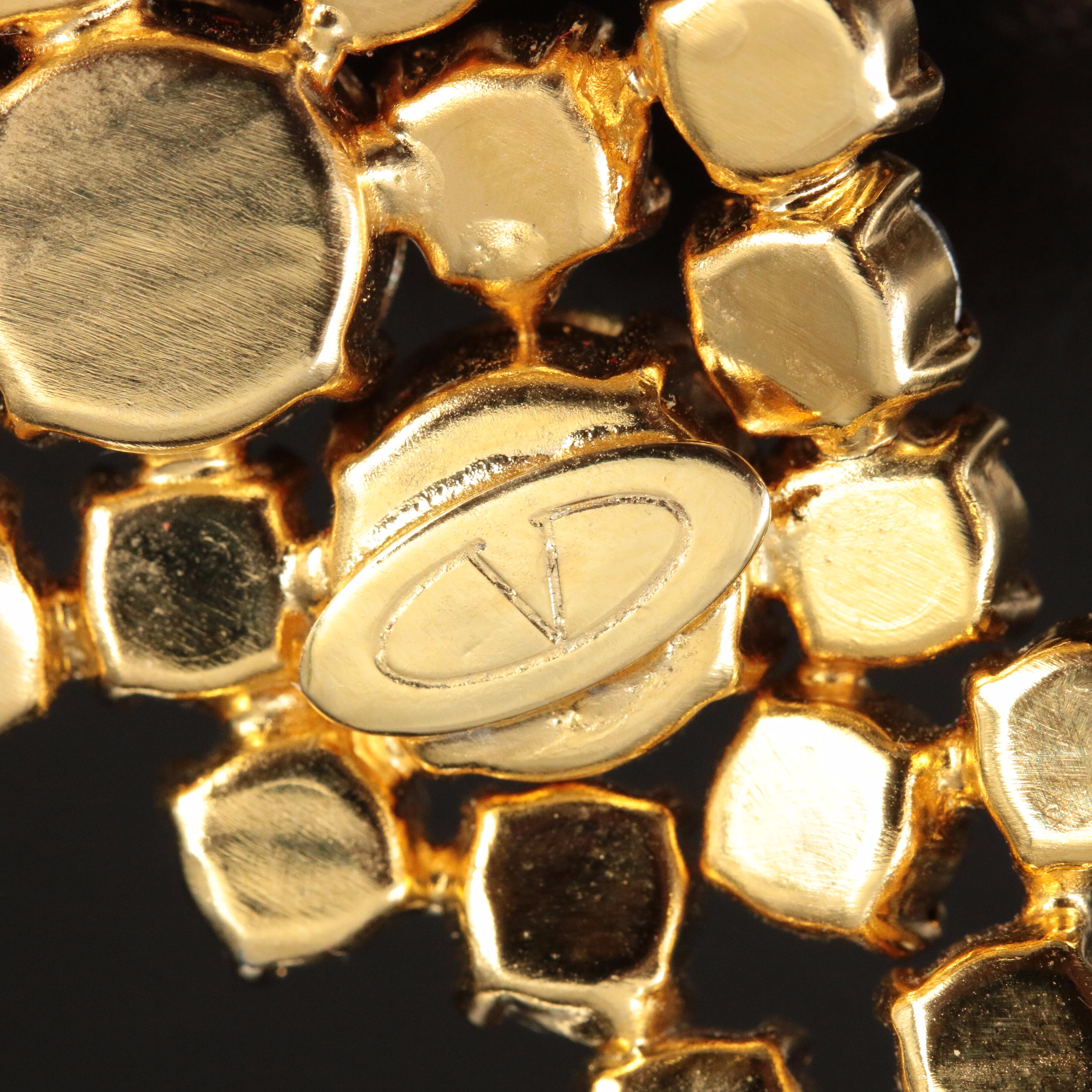 Valentino Glass Crystal Grape Cluster Brooch