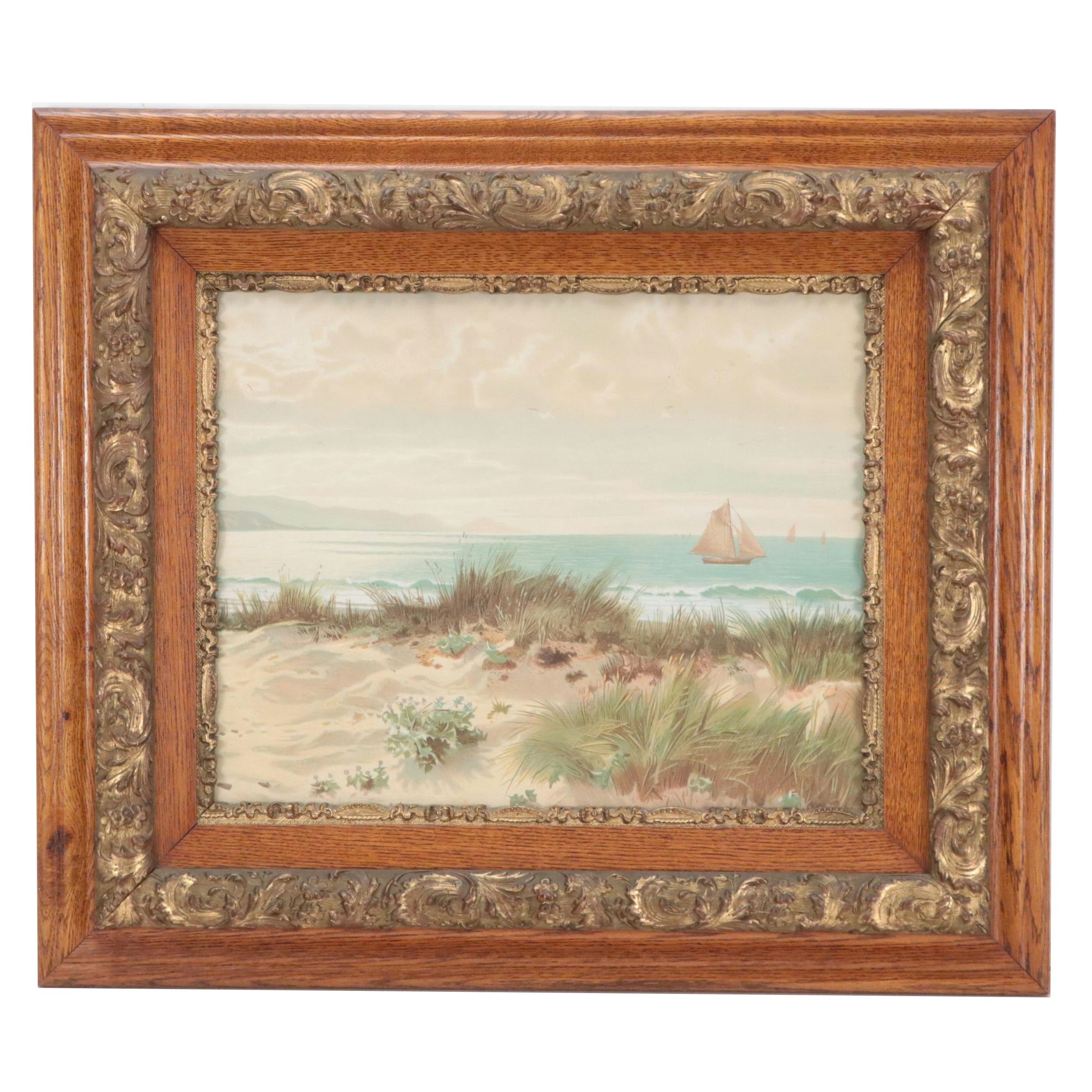 Chromolithograph of Coastal Landscape, Late 19th Century