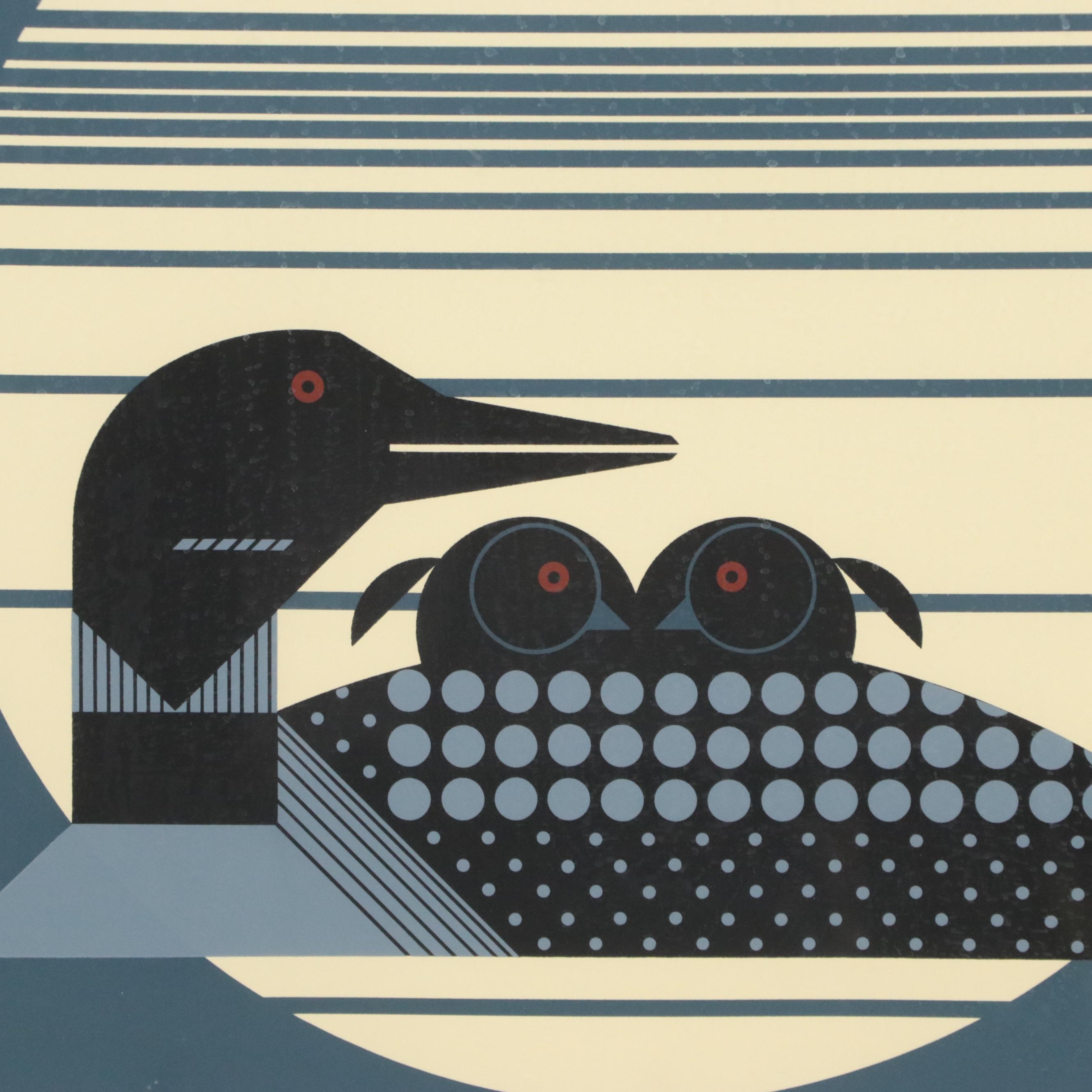 Charley Harper Serigraph "Loonrise"