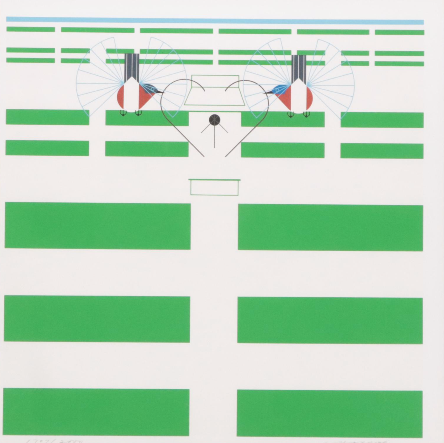 Charley Harper Serigraph "Bluebirds in the Bluegrass"