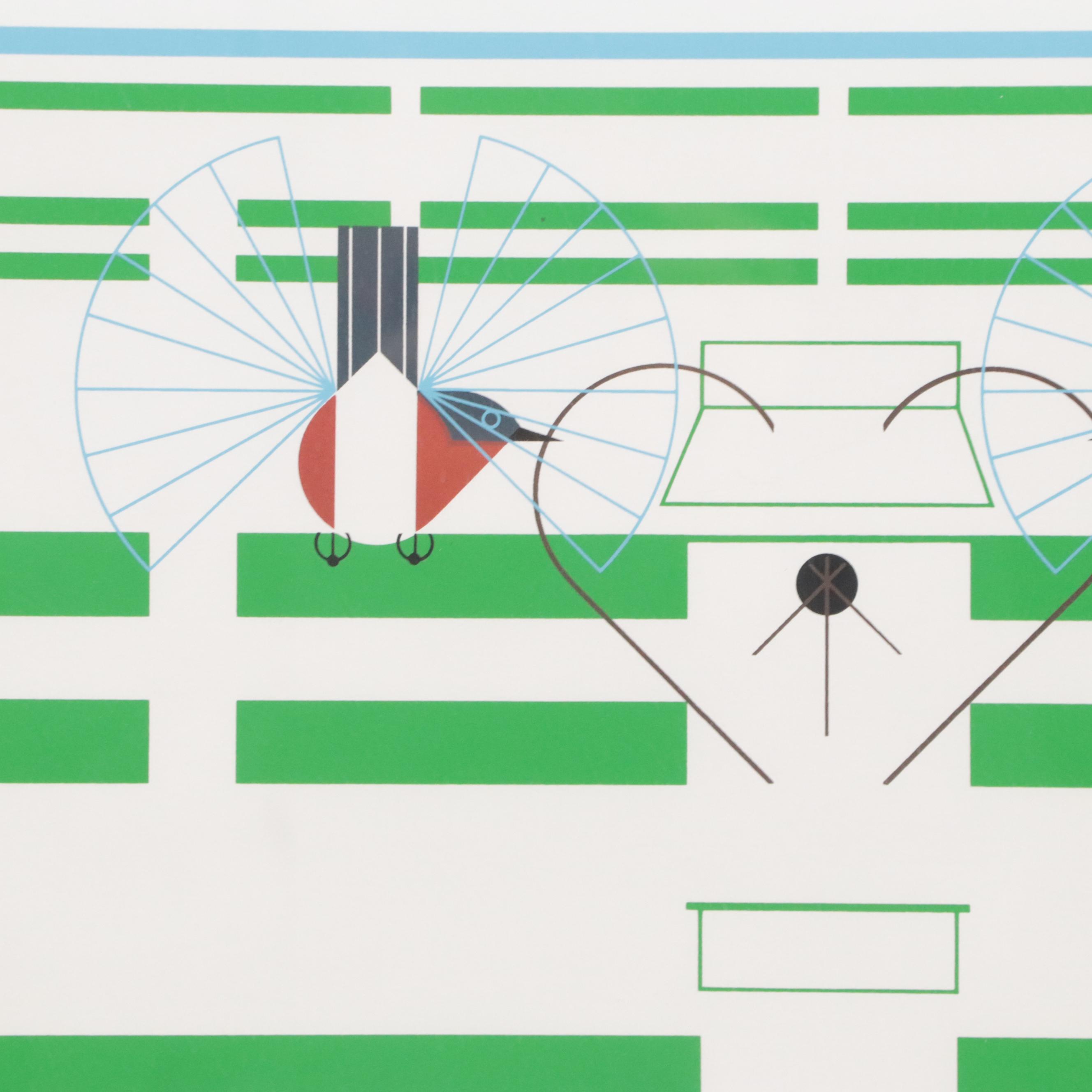 Charley Harper Serigraph "Bluebirds in the Bluegrass"