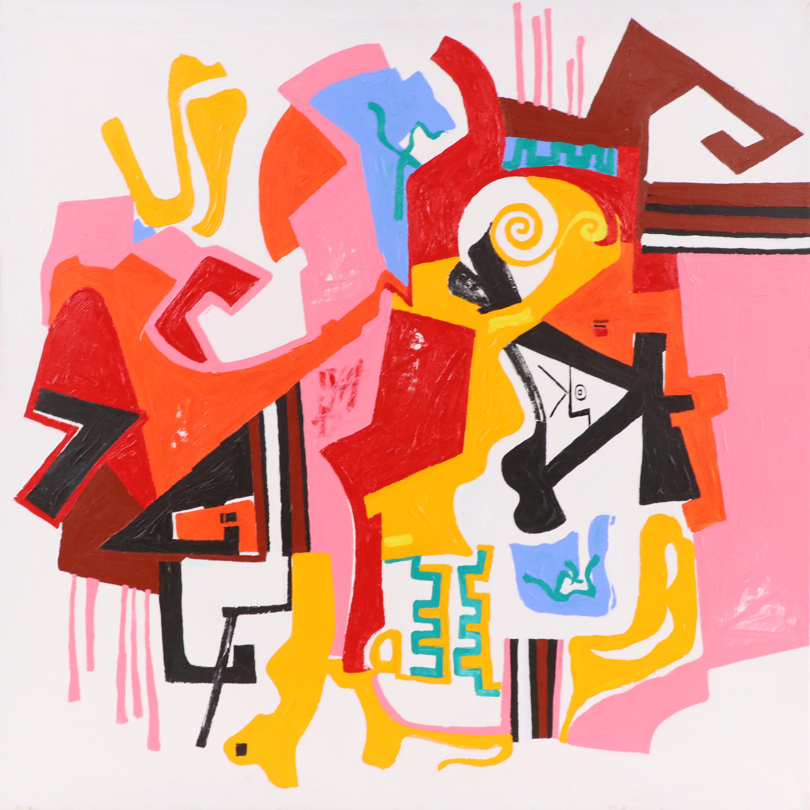 Phyllis Trager Hyman Modernist Oil Painting "Band Leader," 2005