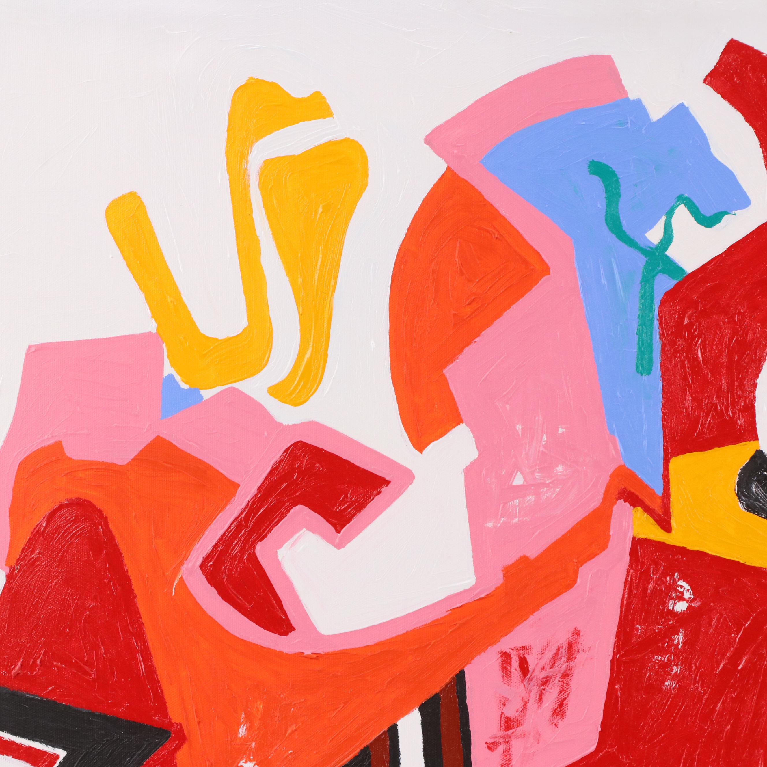 Phyllis Trager Hyman Modernist Oil Painting "Band Leader," 2005